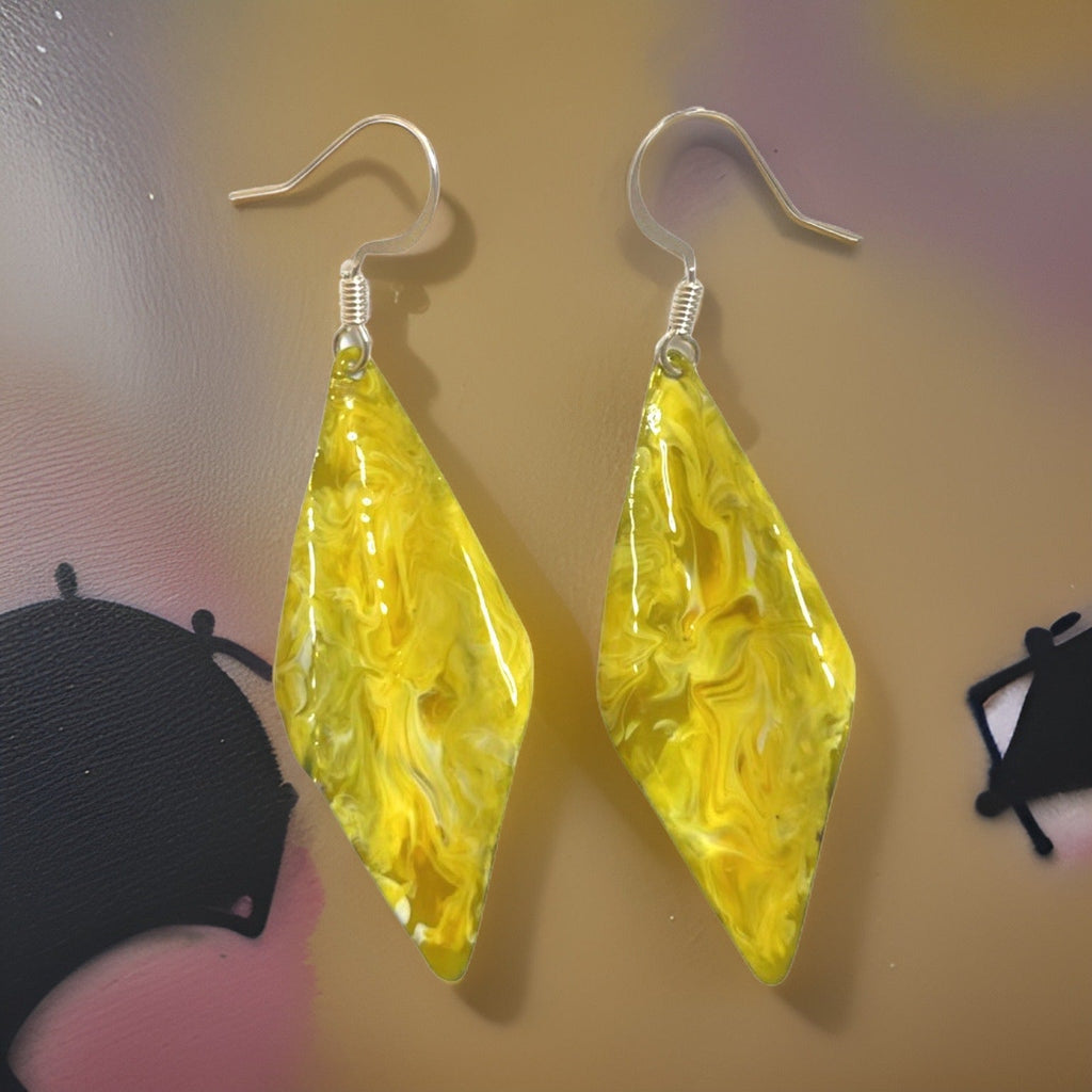 Yellow Marble Wavy Lures of Love Earrings by The Urban Charm
