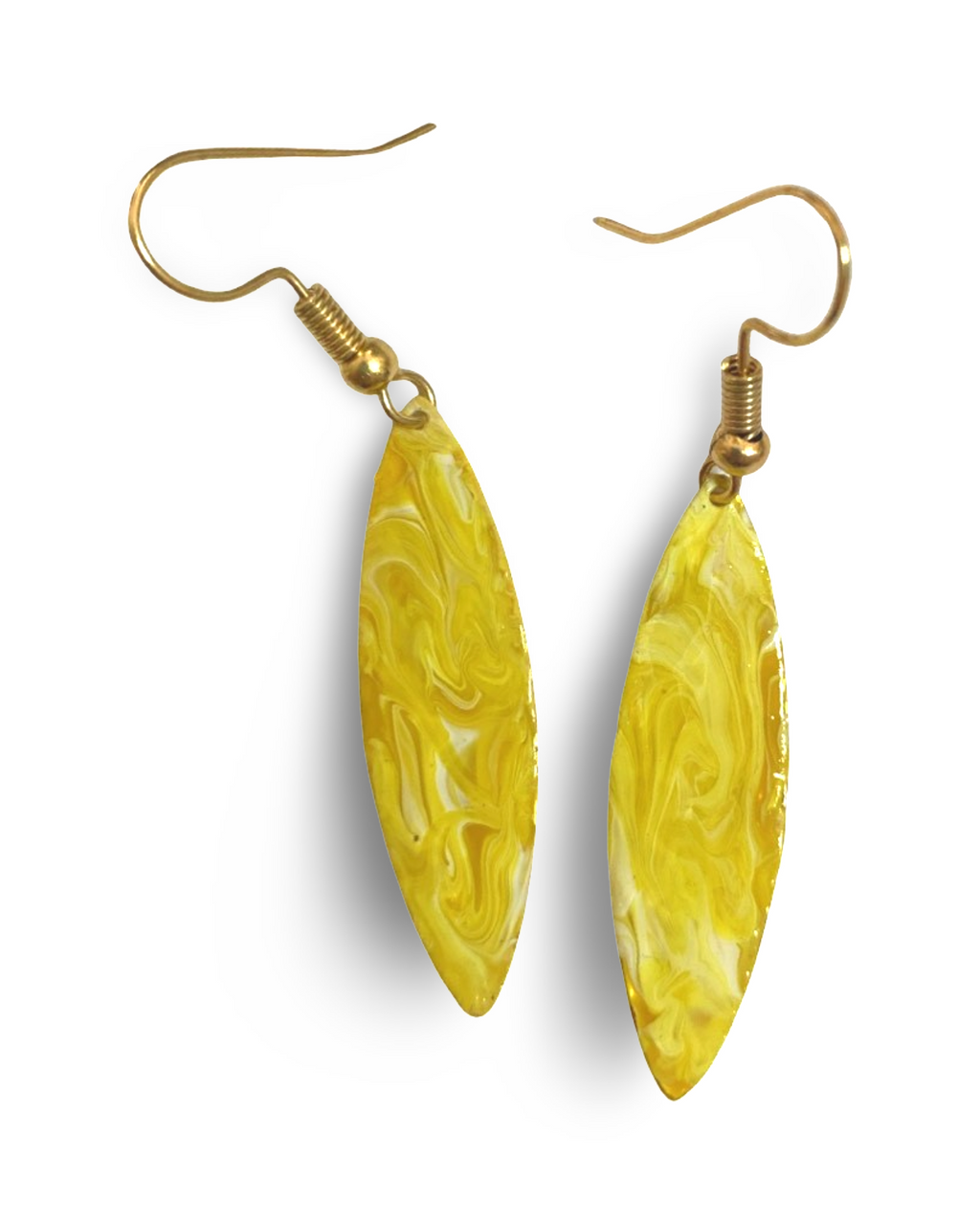 Yellow Marble Mini Navette Lures of Love Earrings by The Urban Charm