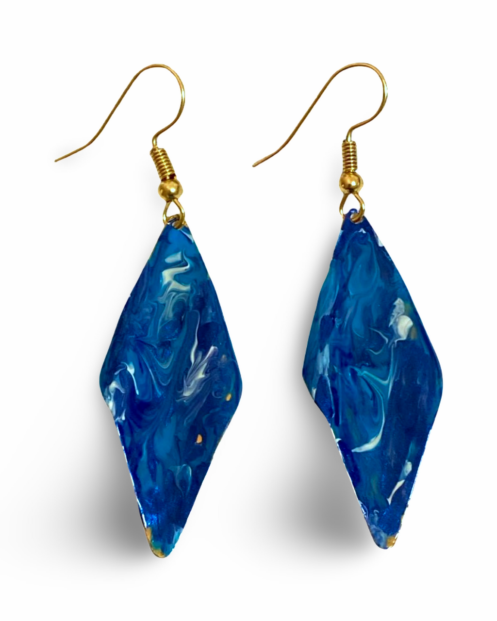Blue Marble Wavy Lures of Love Earrings by The Urban Charm