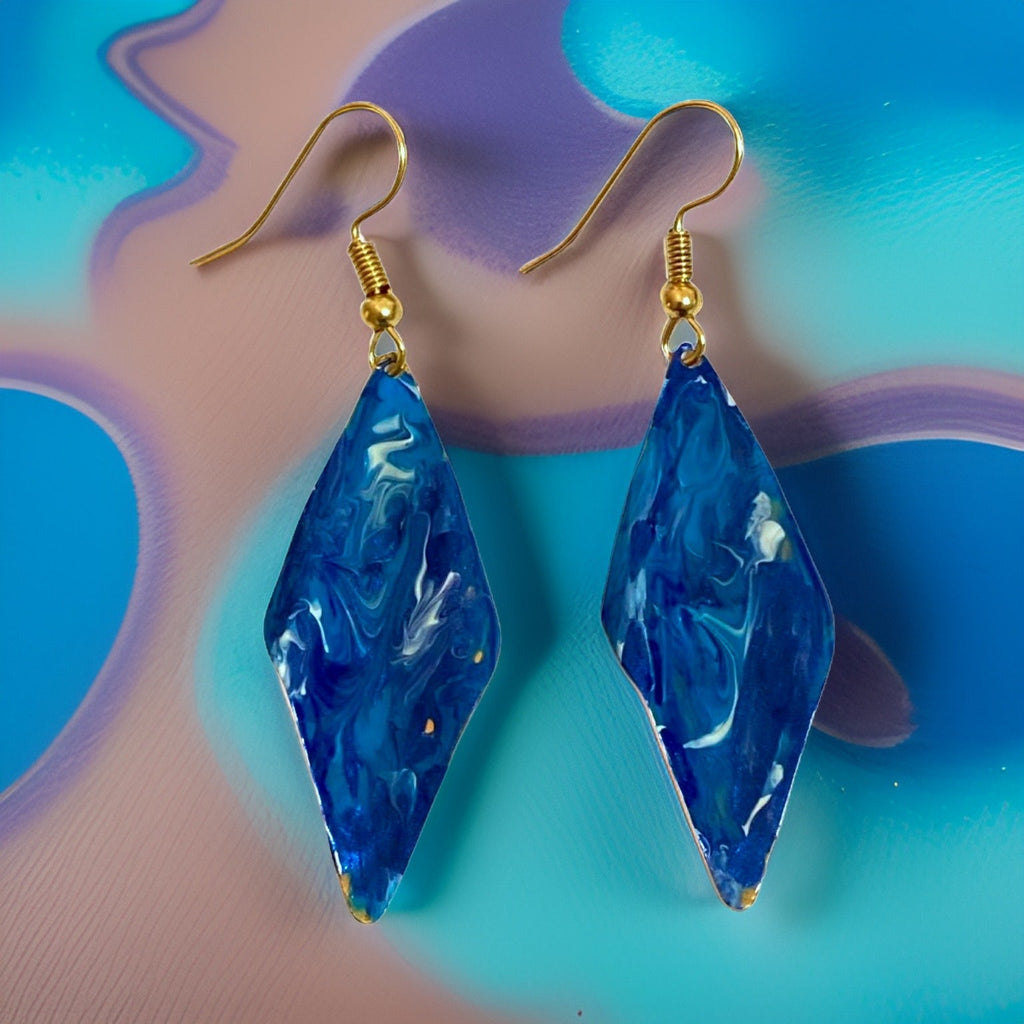 Blue Marble Wavy Lures of Love Earrings by The Urban Charm