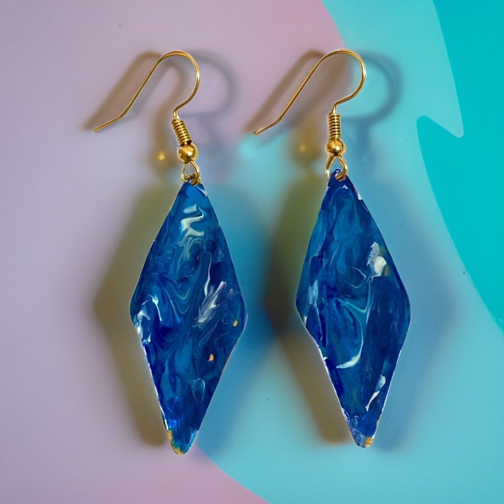 Blue Marble Wavy Lures of Love Earrings by The Urban Charm