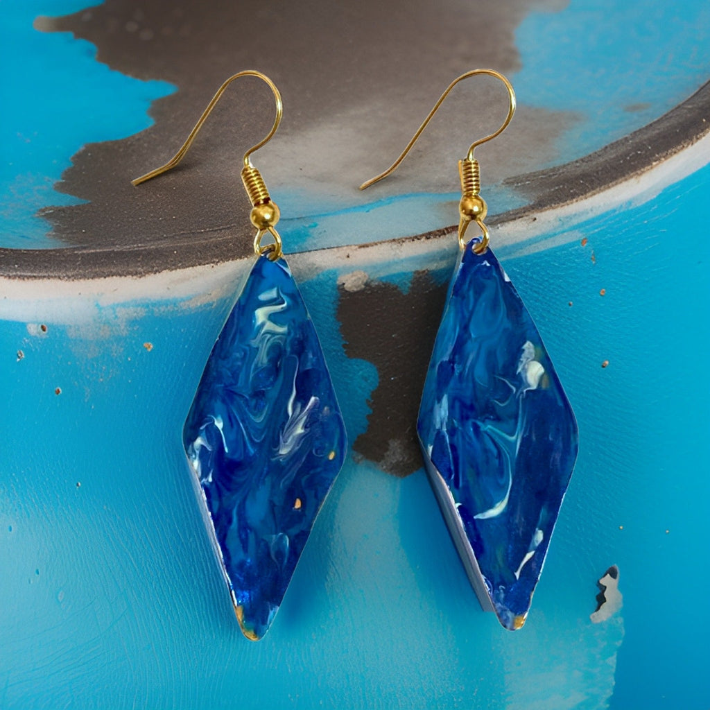 Blue Marble Wavy Lures of Love Earrings by The Urban Charm