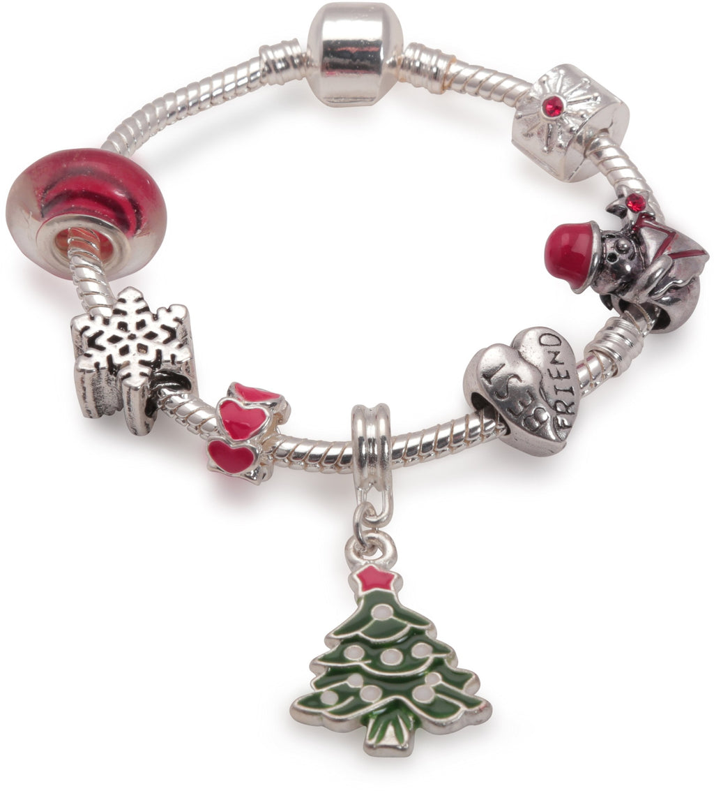 Children's 'Best Friend Christmas Dream' Silver Plated Charm Bracelet by Liberty Charms USA