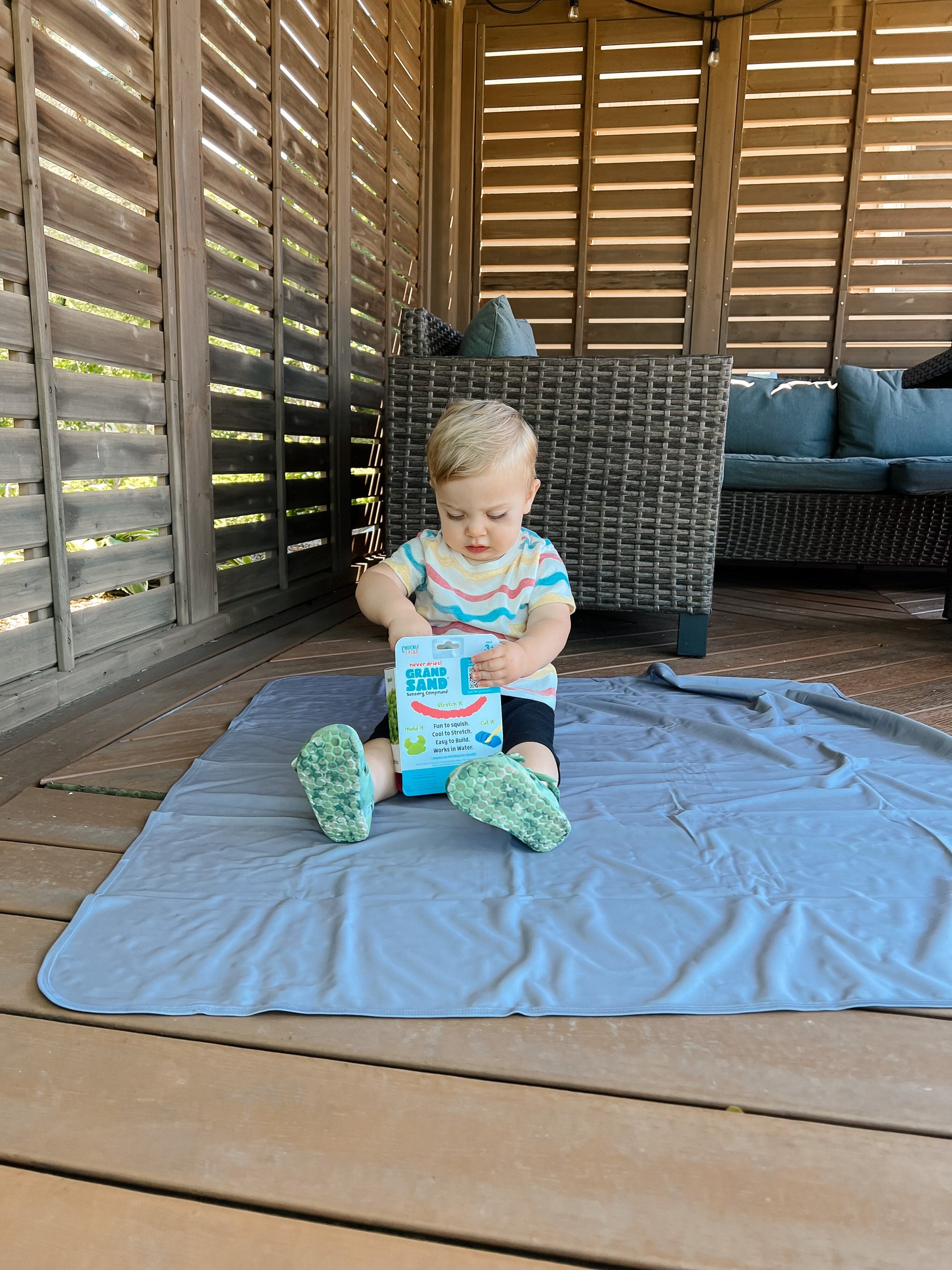 Solid Slate Minimalist Splash Mat - A Waterproof Catch-All for Highchair Spills and More! by BapronBaby