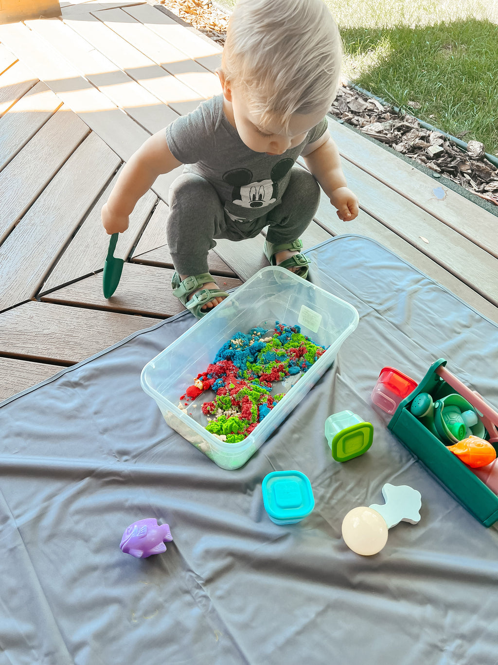 Solid Slate Minimalist Splash Mat - A Waterproof Catch-All for Highchair Spills and More! by BapronBaby
