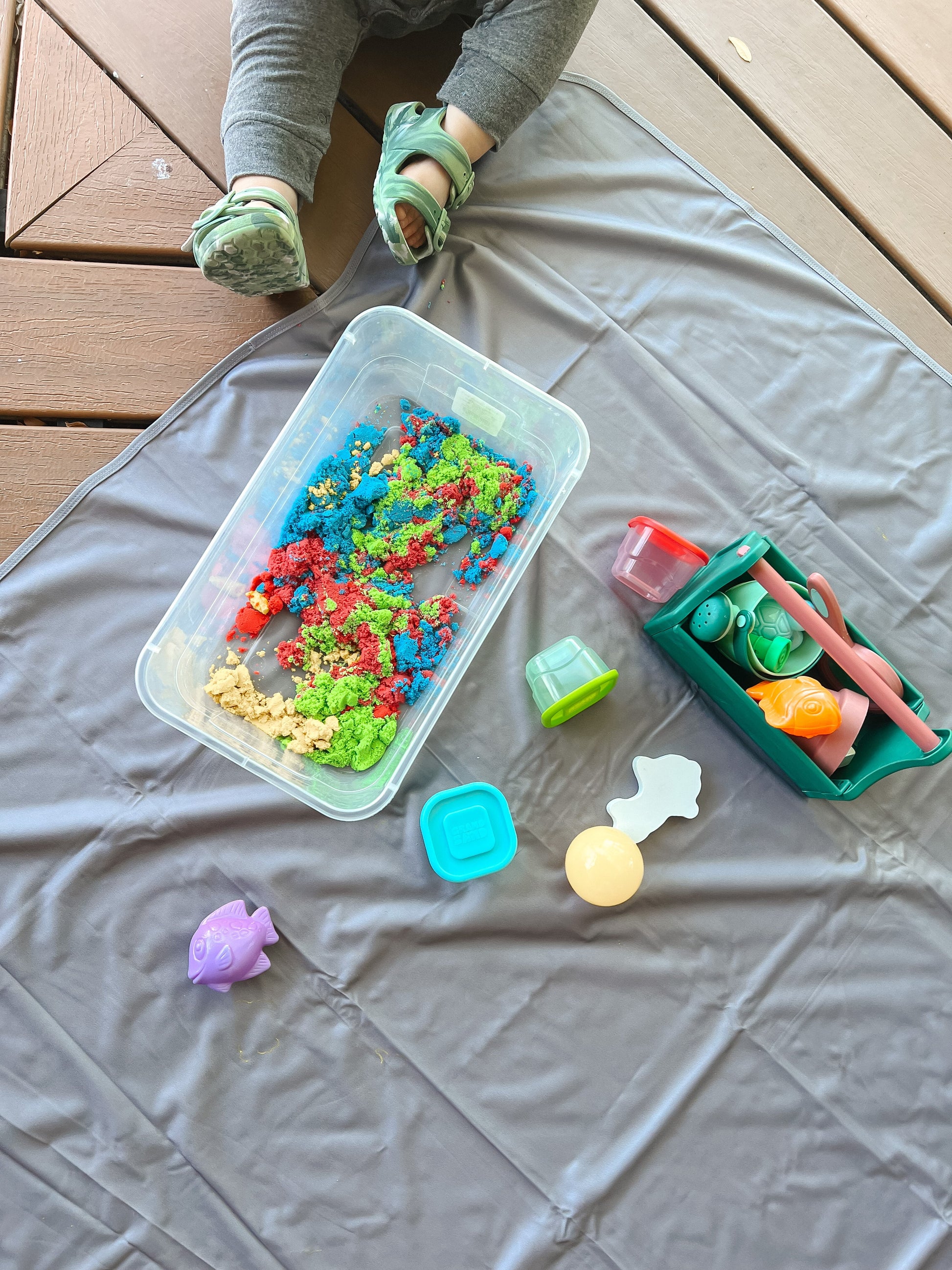 Solid Slate Minimalist Splash Mat - A Waterproof Catch-All for Highchair Spills and More! by BapronBaby
