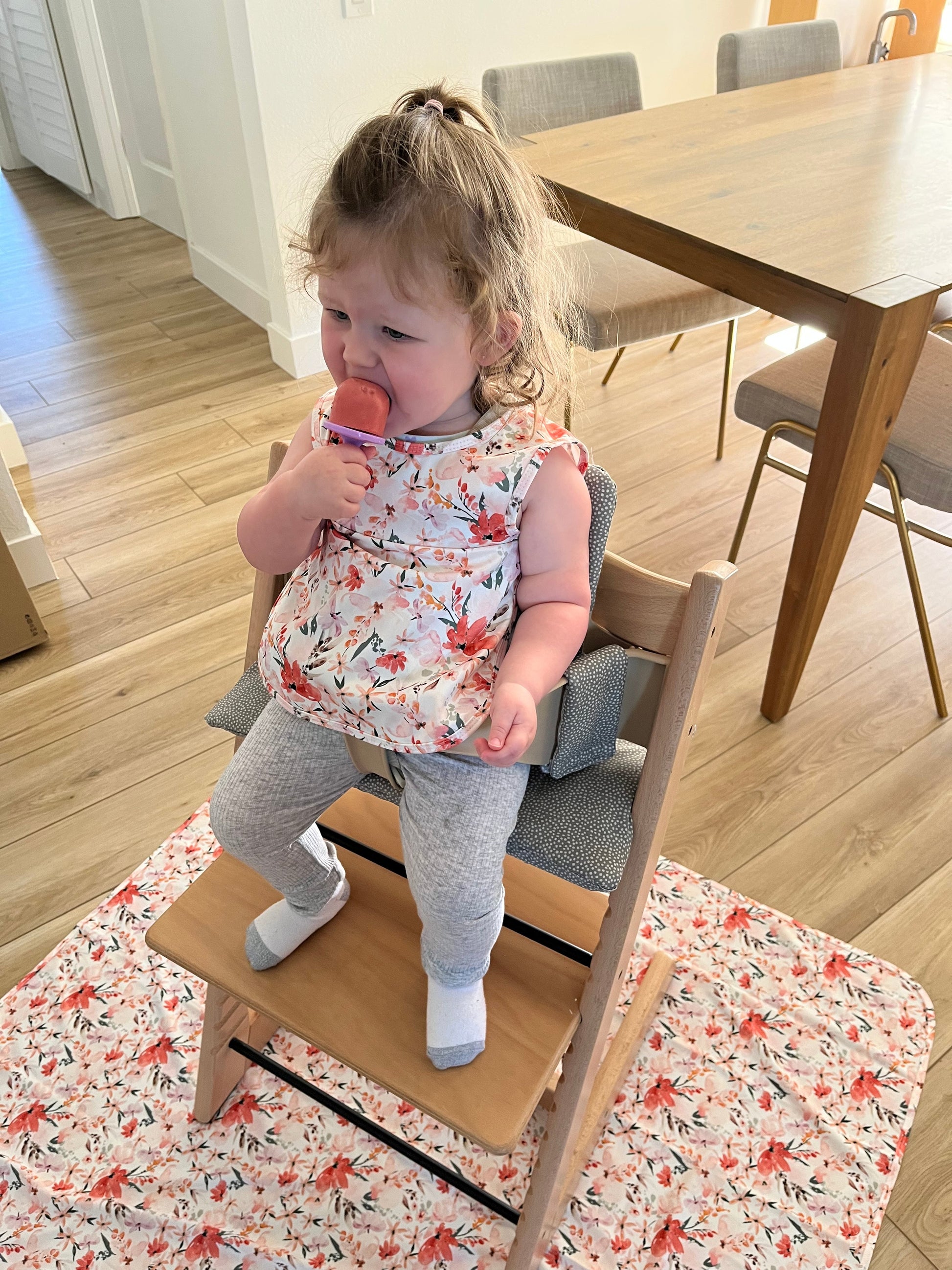 Peachy Dreams Splash Mat - A Waterproof Catch-All for Highchair Spills by BapronBaby
