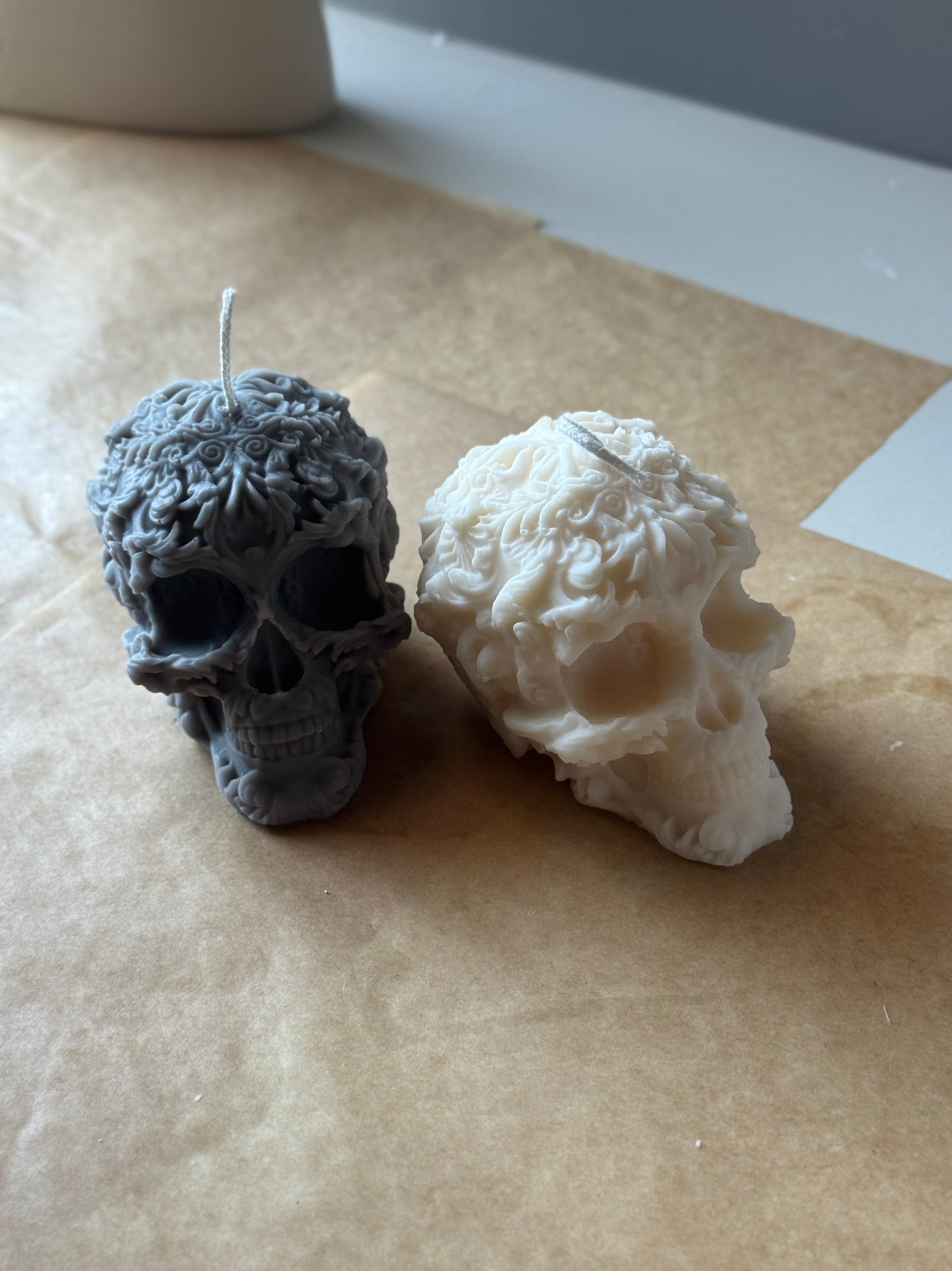 Floral Skull Candle | Gothic Soy Wax