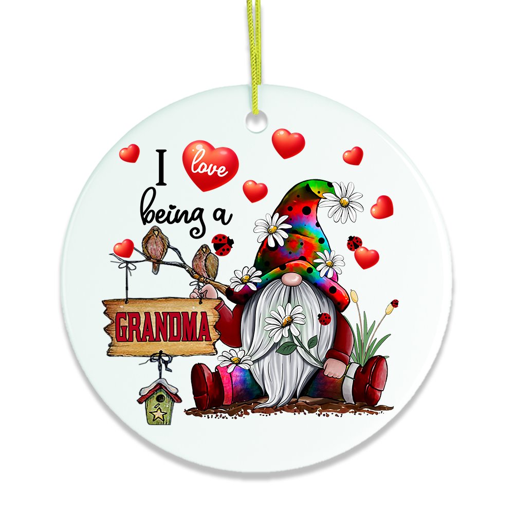 I Love Being a Grandma Gnome Christmas Ornament Ceramic Ornament OrnamentallyYou 