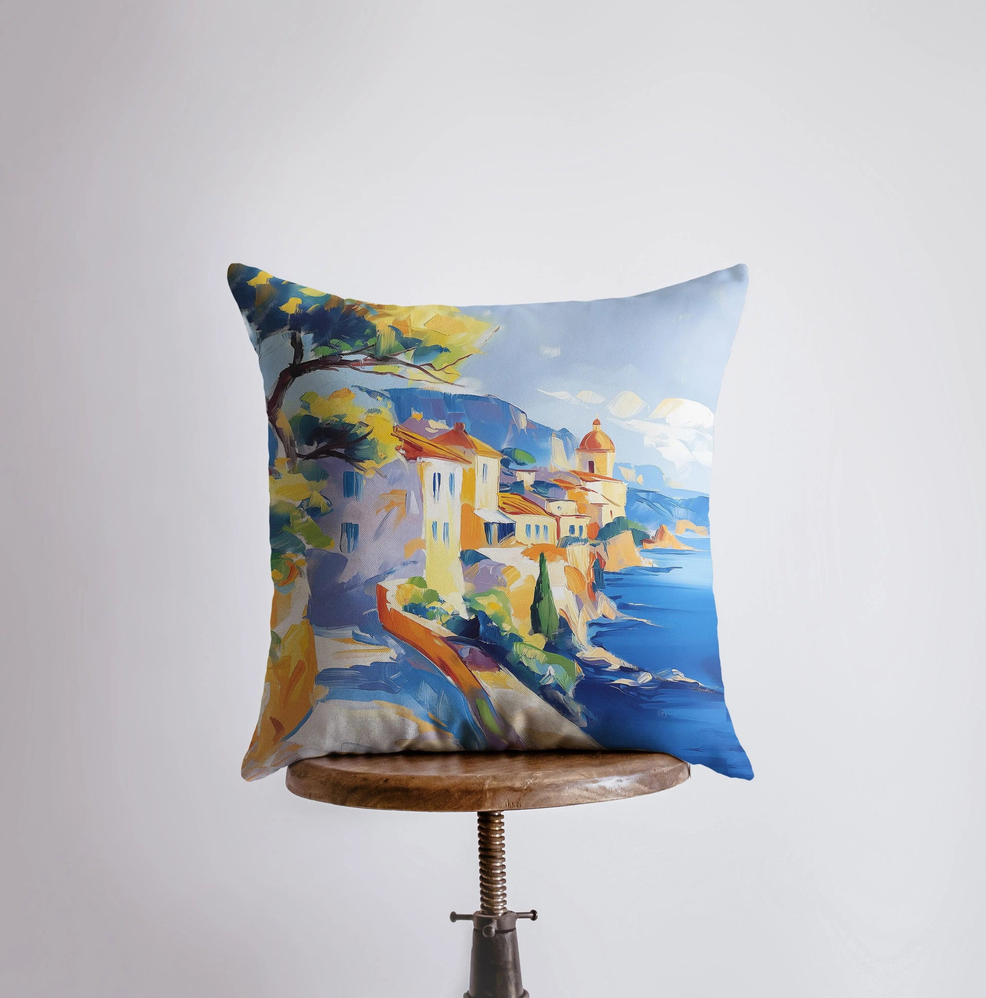 Italian Coastline Pillow | Painting | Throw Pillow | Home Decor | Gift for Her | Accent Pillow Cover | Travel Gift Pillows | Coastal Pillows - UniikPillows