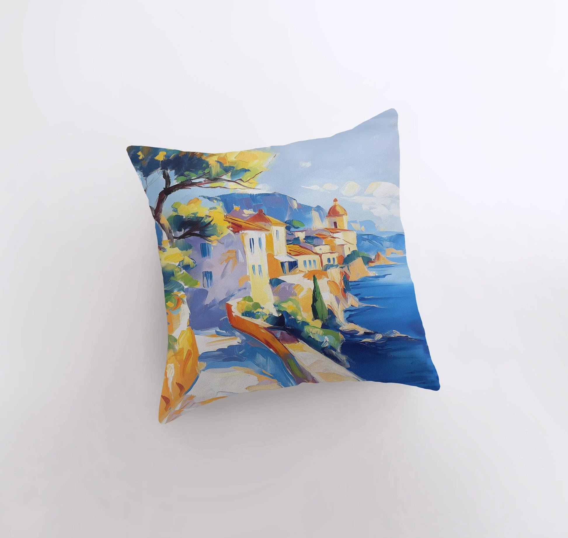 Italian Coastline Pillow | Painting | Throw Pillow | Home Decor | Gift for Her | Accent Pillow Cover | Travel Gift Pillows | Coastal Pillows - UniikPillows