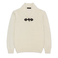 Shawl Collar Cable Knit Sweater - Ecru