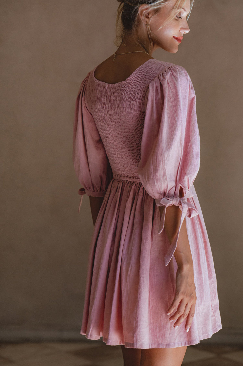 Jolie Puff Sleeve Linen Mini Dress by Bali ELF
