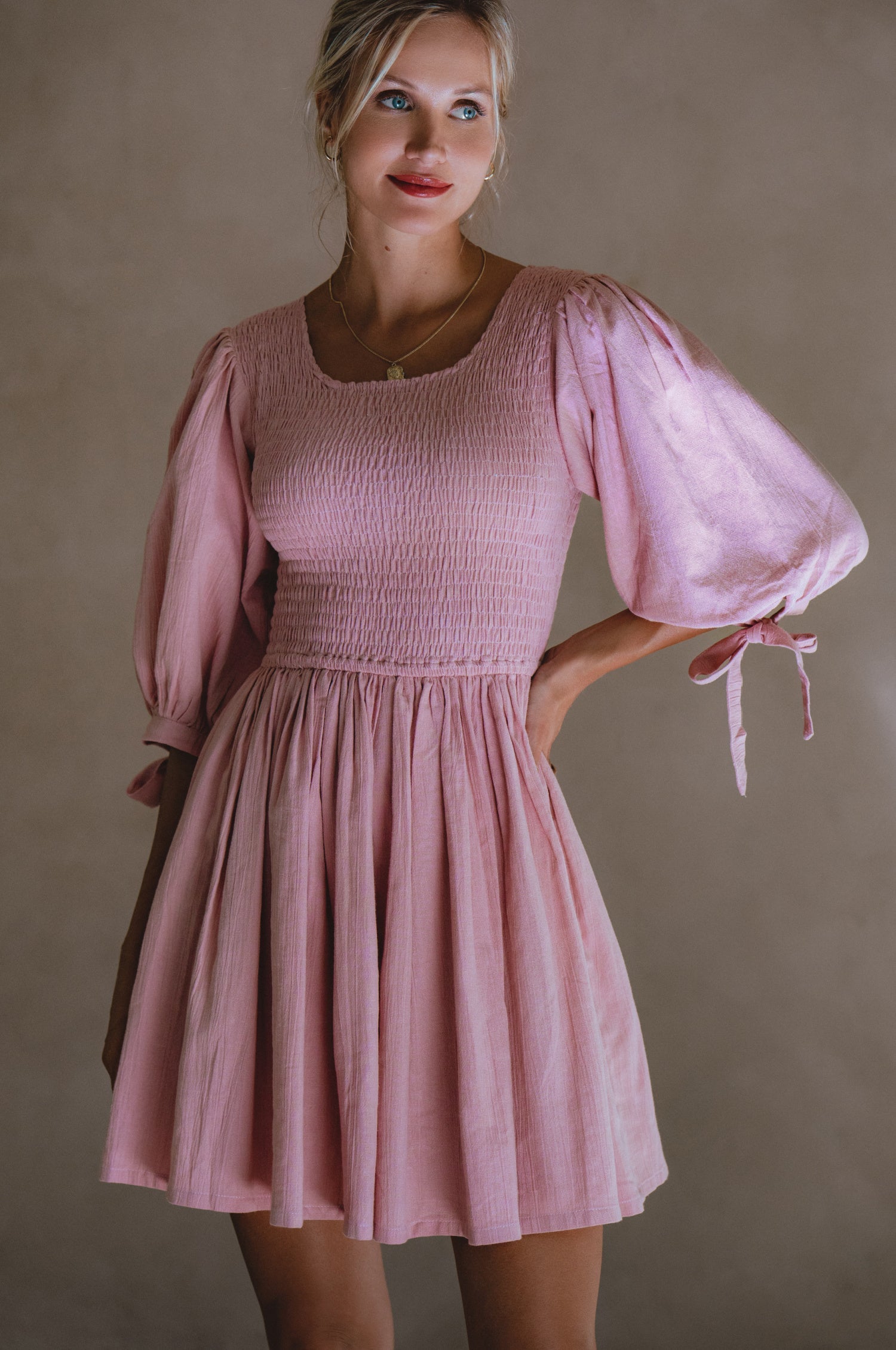 Jolie Puff Sleeve Linen Mini Dress by Bali ELF