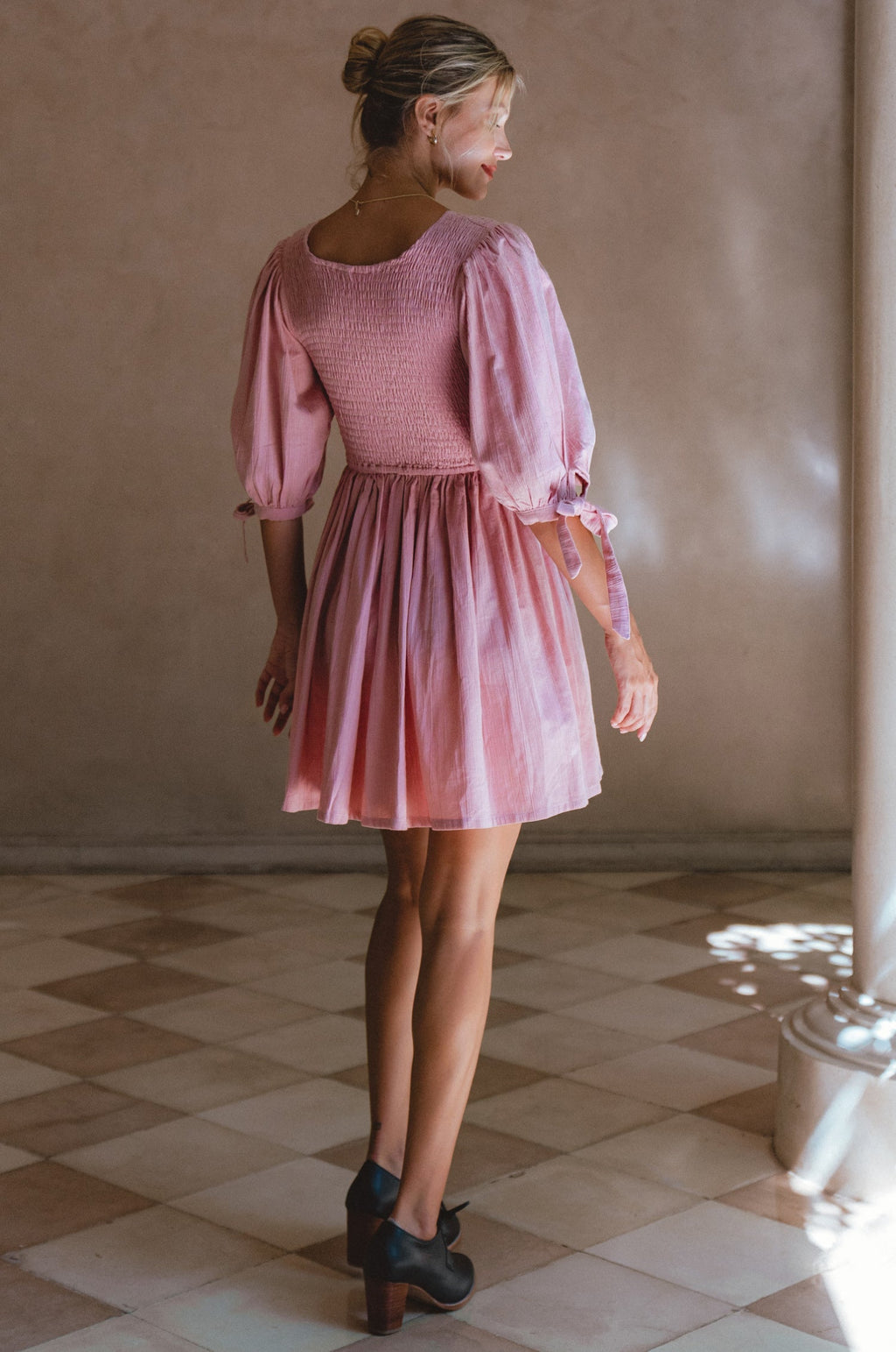 Jolie Puff Sleeve Linen Mini Dress by Bali ELF