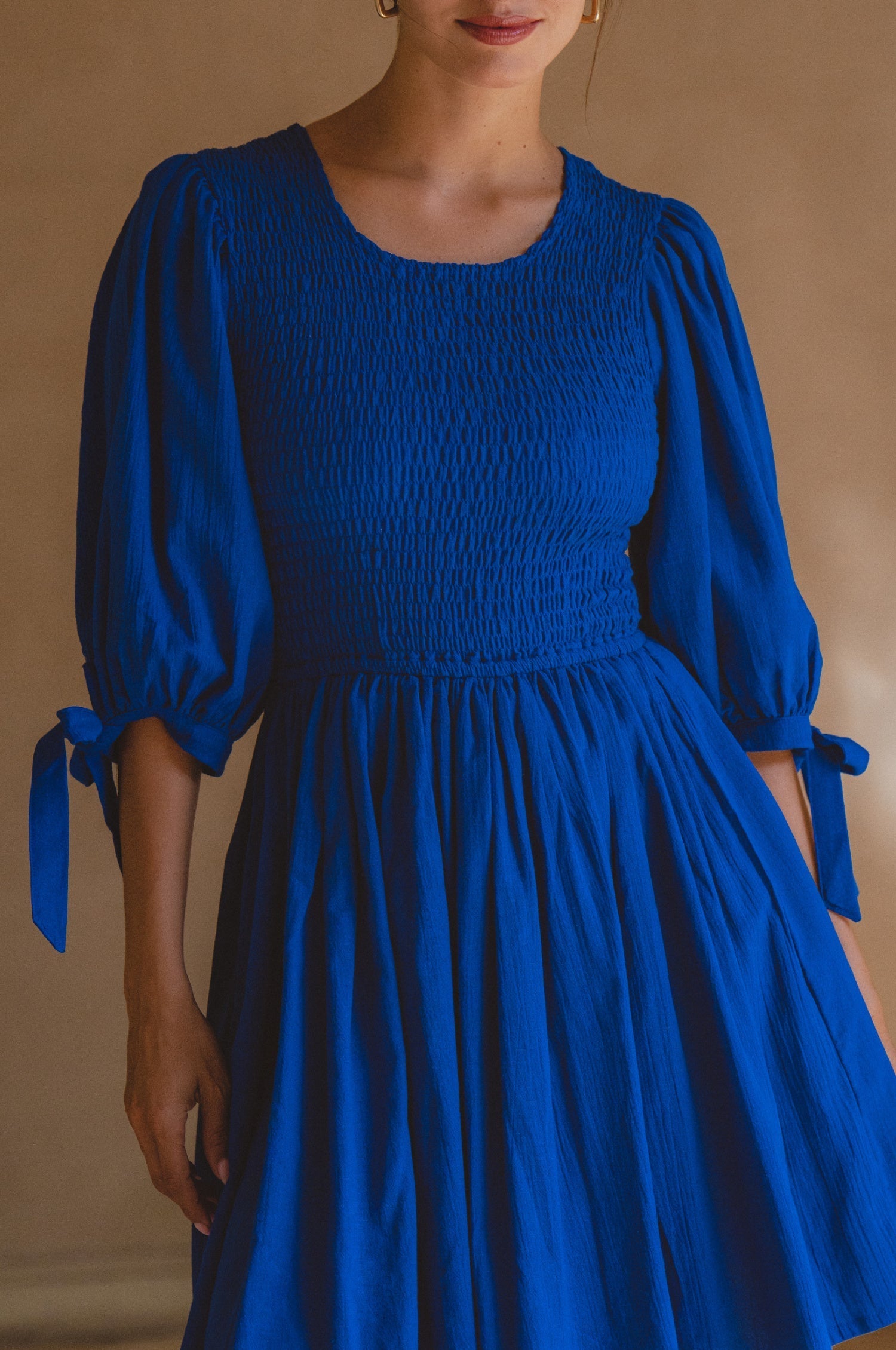 Jolie Puff Sleeve Linen Mini Dress by Bali ELF