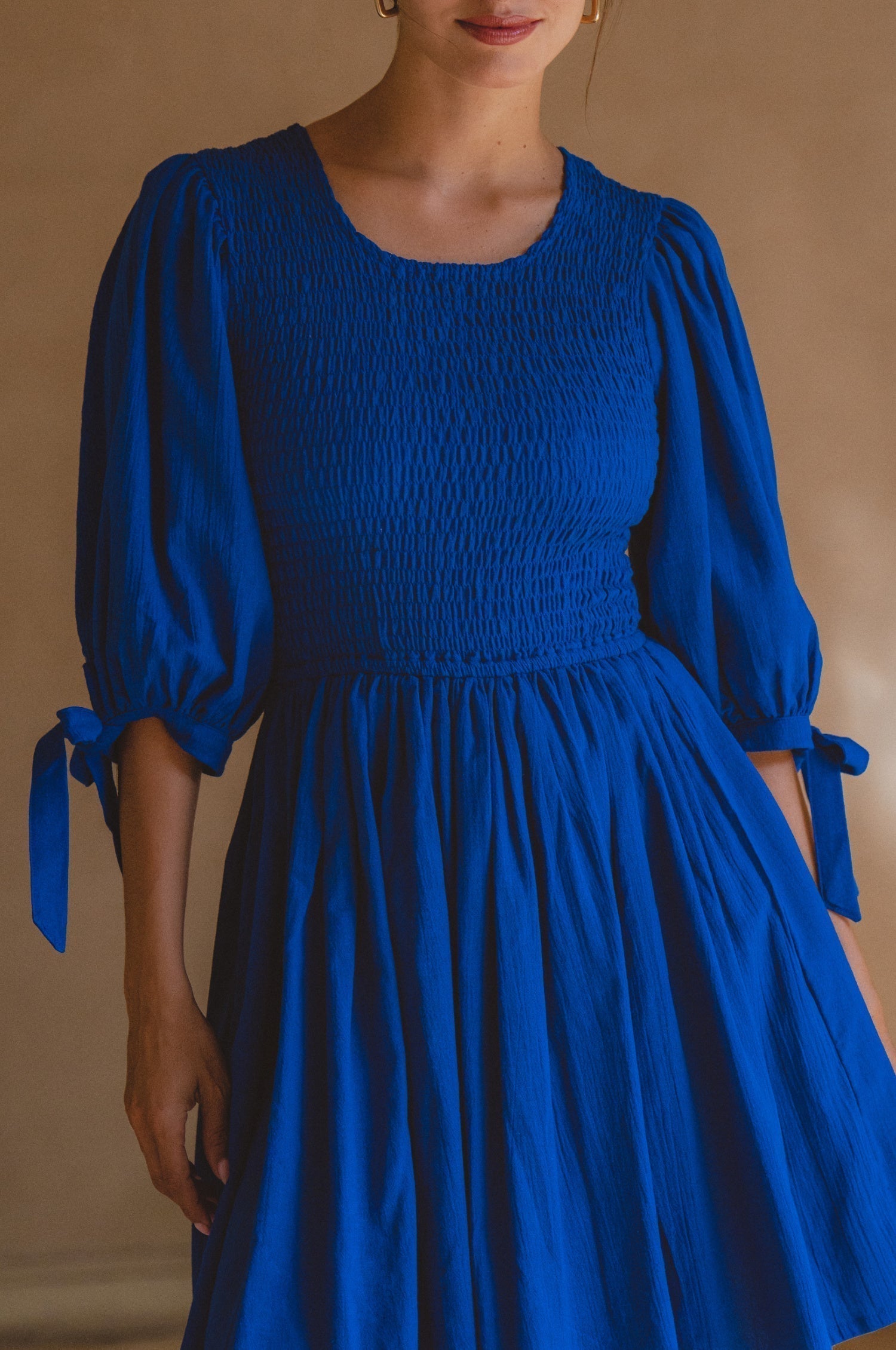 Jolie Puff Sleeve Linen Mini Dress by Bali ELF