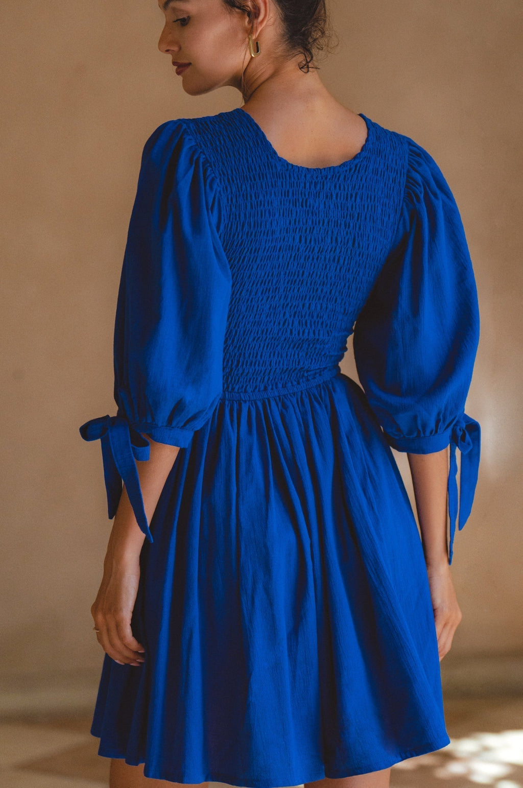Jolie Puff Sleeve Linen Mini Dress by Bali ELF