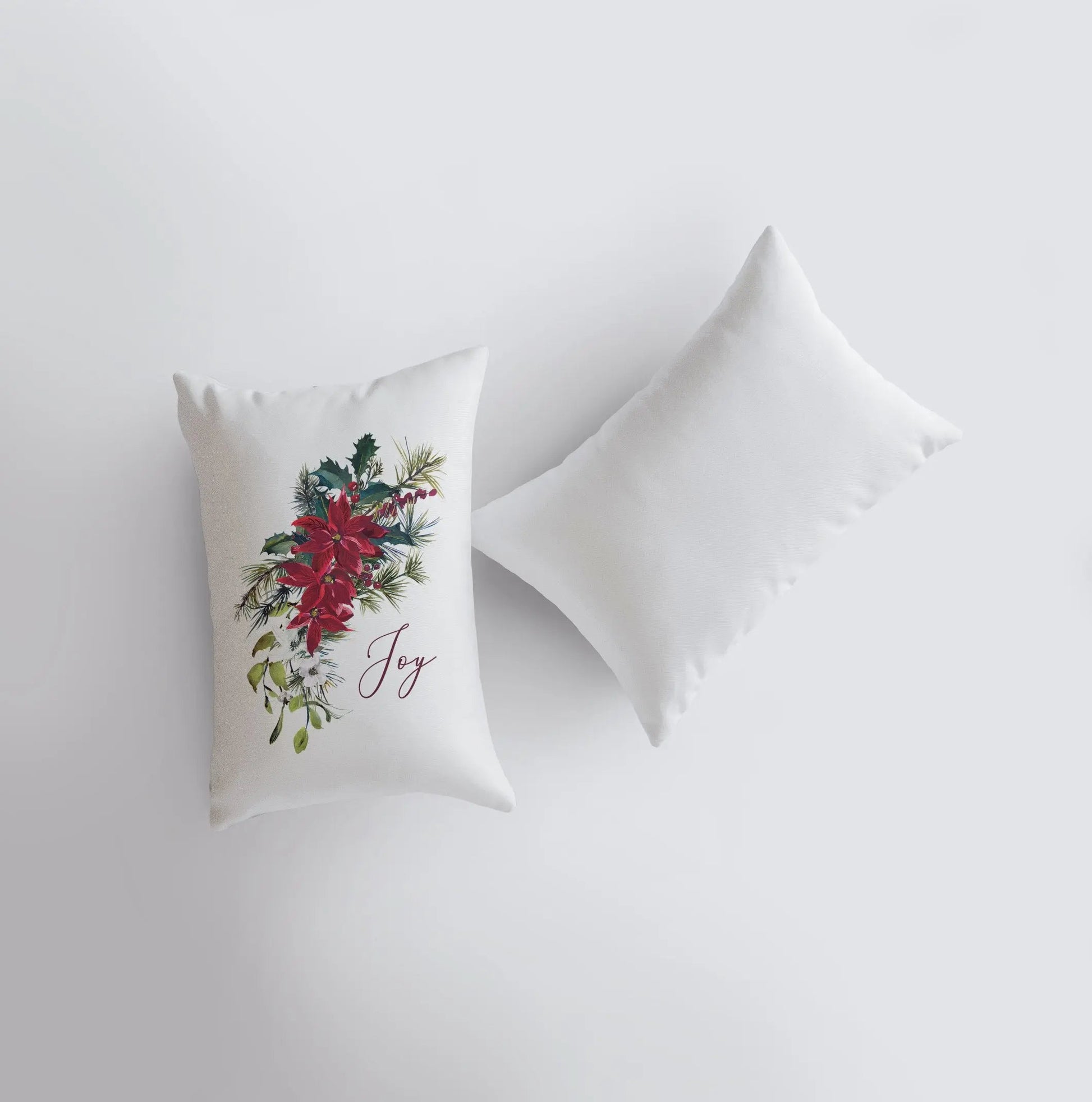 Joy Christmas Poinsettia Throw Pillow Cover | 18x12 | Joy Pillow | Home Decor | Christmas Pillowcases | Christmas tree | Christmas Gifts UniikPillows