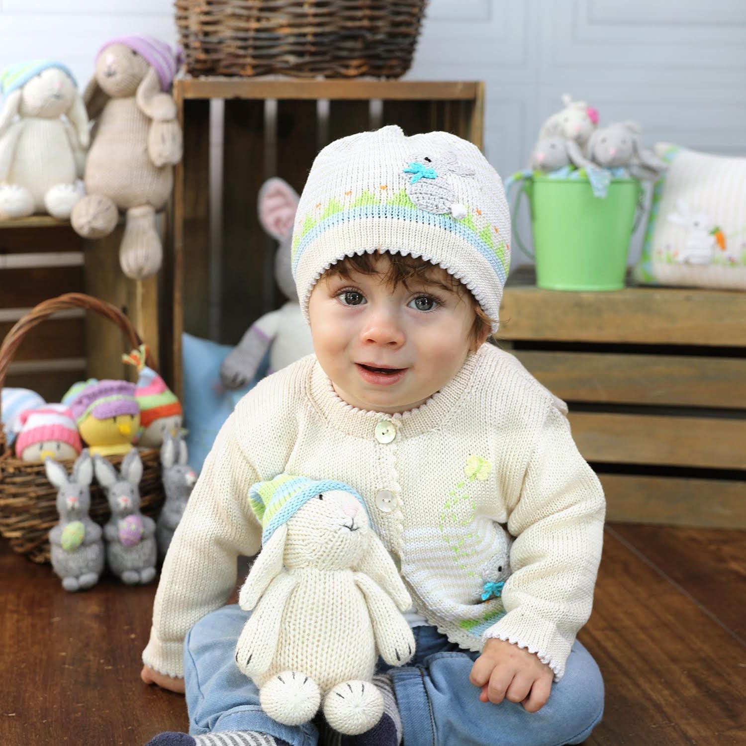 Easter Cardigan with Bunnies by Melange Collection