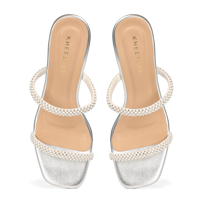 Evara - Silver Kitten Heels