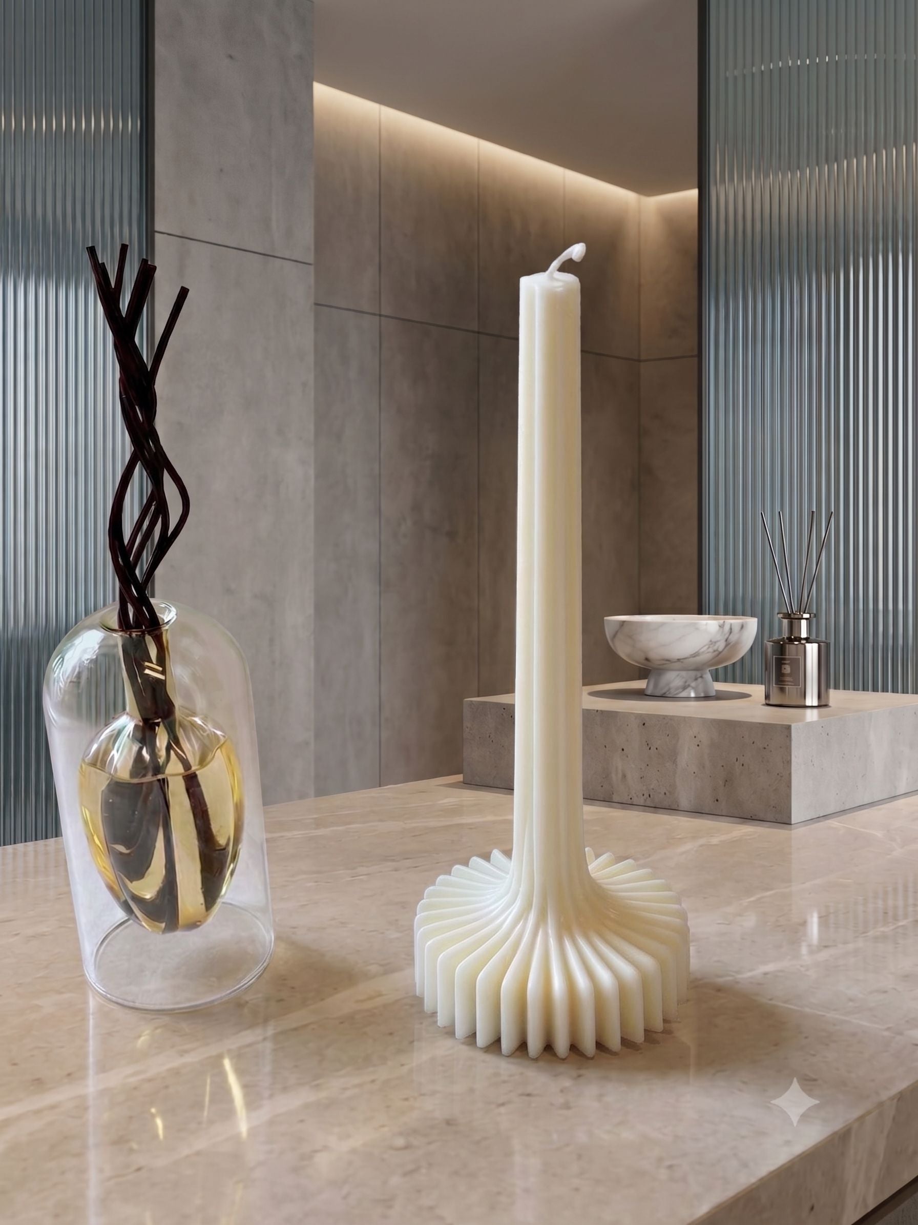 Lantern Pillar Candle | Sculptural Soy Wax | Handcrafted in USA
