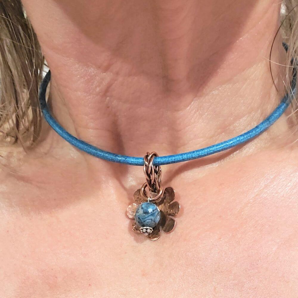 Large Braided Bail Larimar Blue Crazy Lace Bead Pendant With Various Order Options