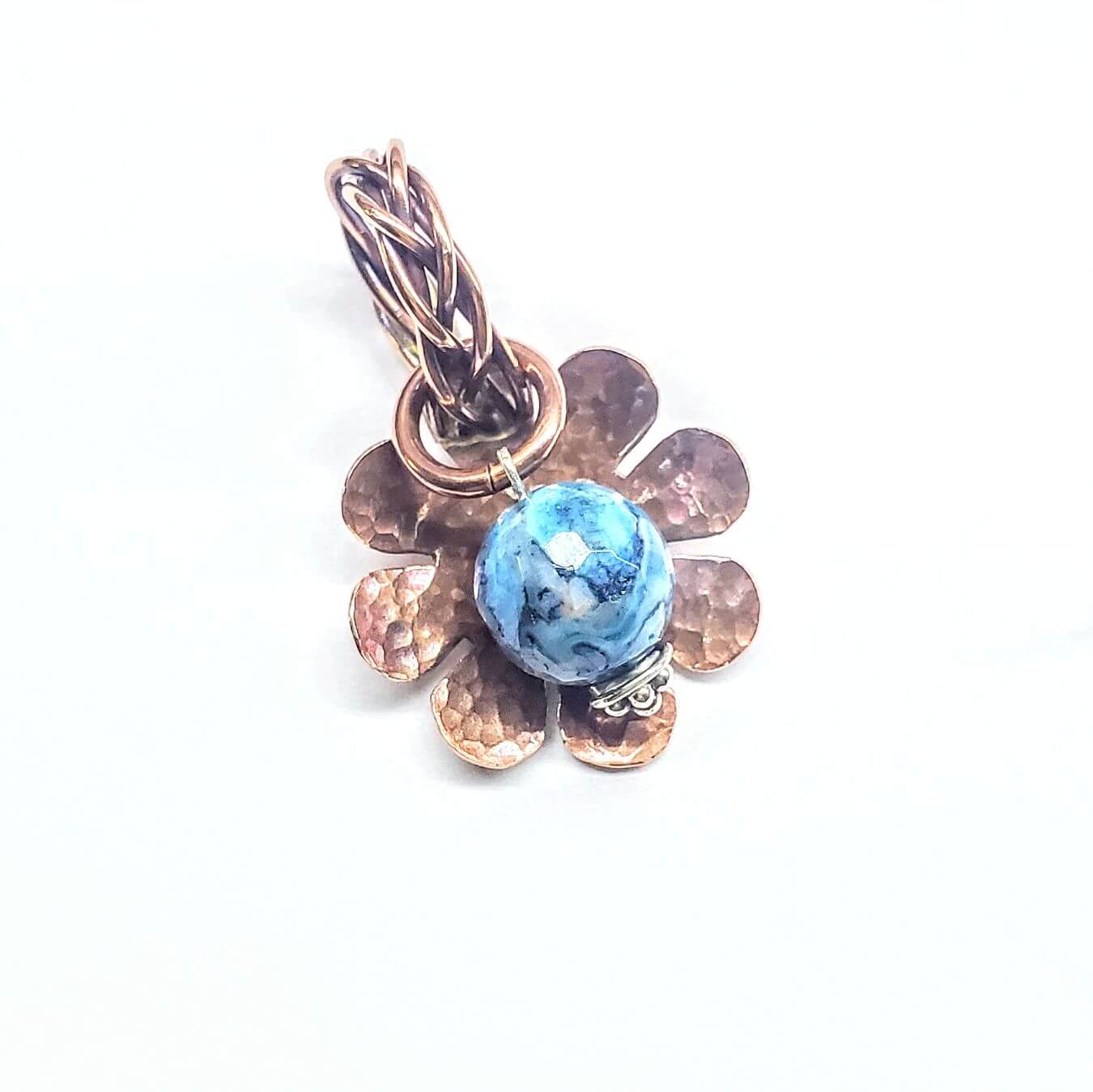 Large Braided Bail Larimar Blue Crazy Lace Bead Pendant With Various Order Options
