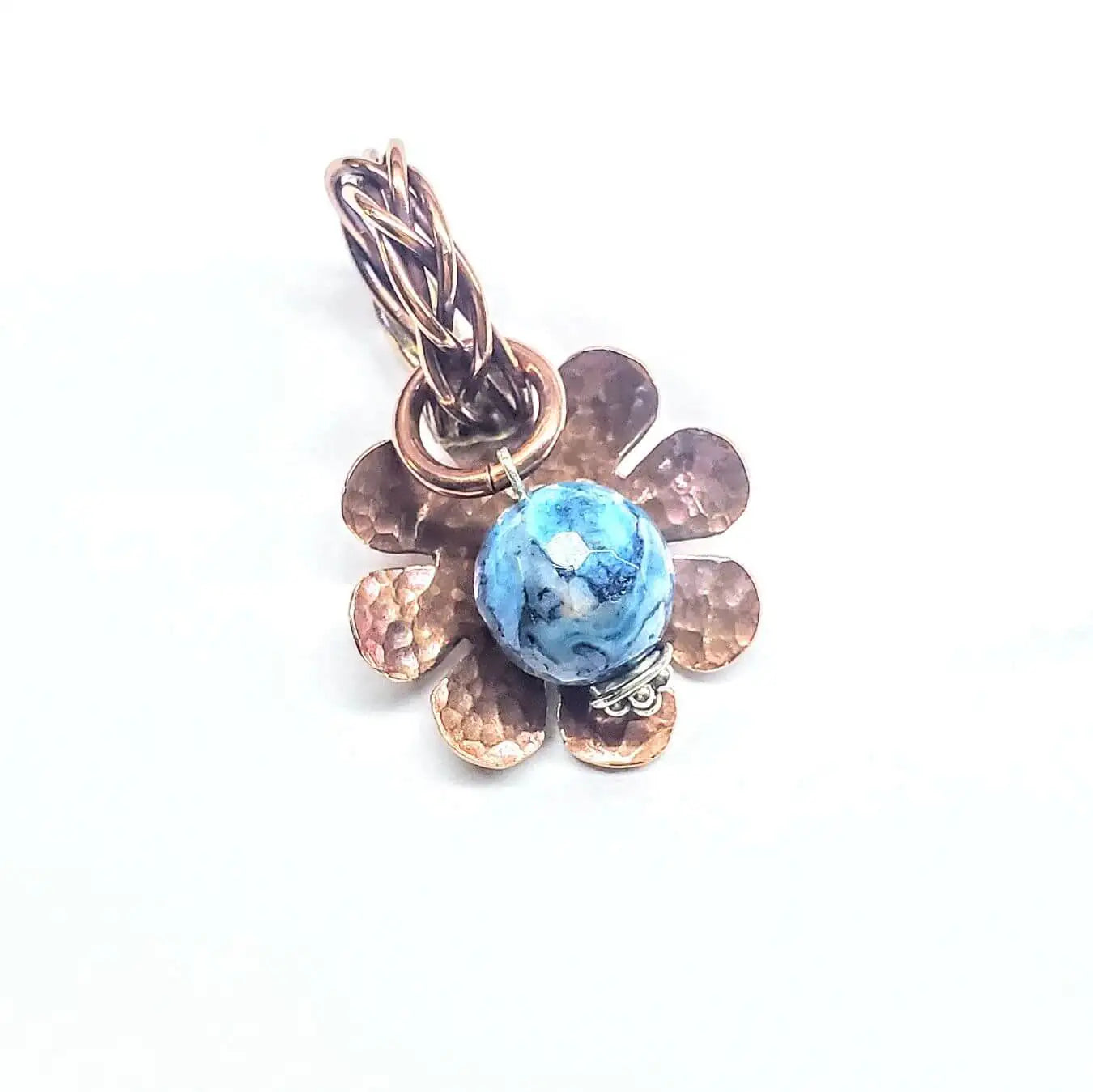 Large Braided Bail Larimar Blue Crazy Lace Bead Pendant With Various Order Options