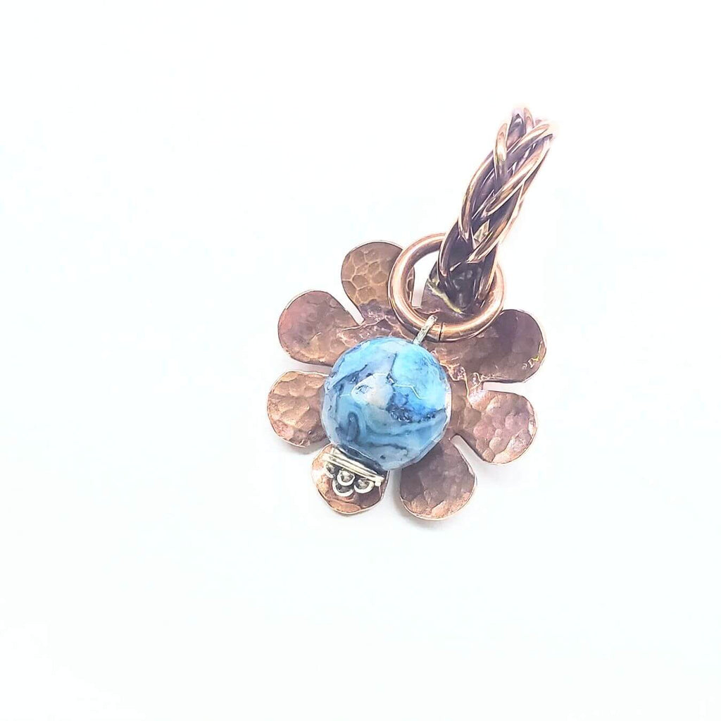 Large Braided Bail Larimar Blue Crazy Lace Bead Pendant With Various Order Options