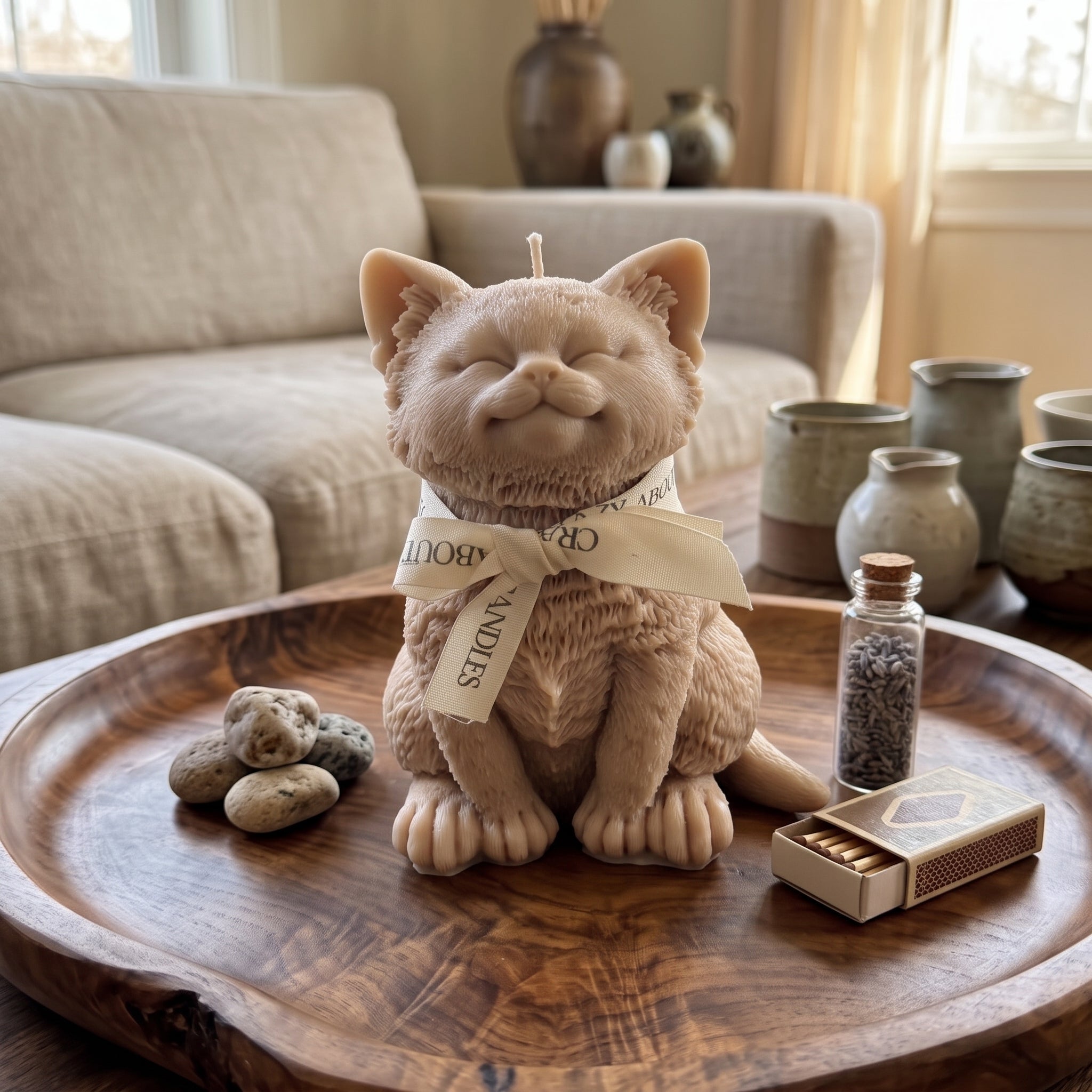 Large Cat Sculpture Candle | Gallery-Quality Soy Wax