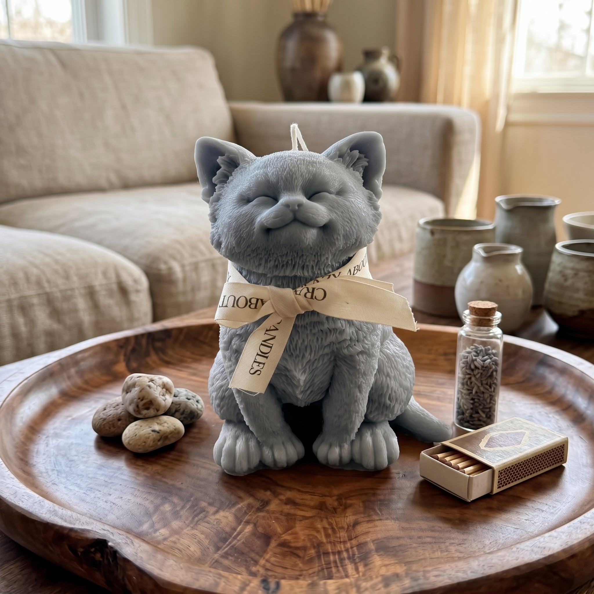 Large Cat Sculpture Candle | Gallery-Quality Soy Wax