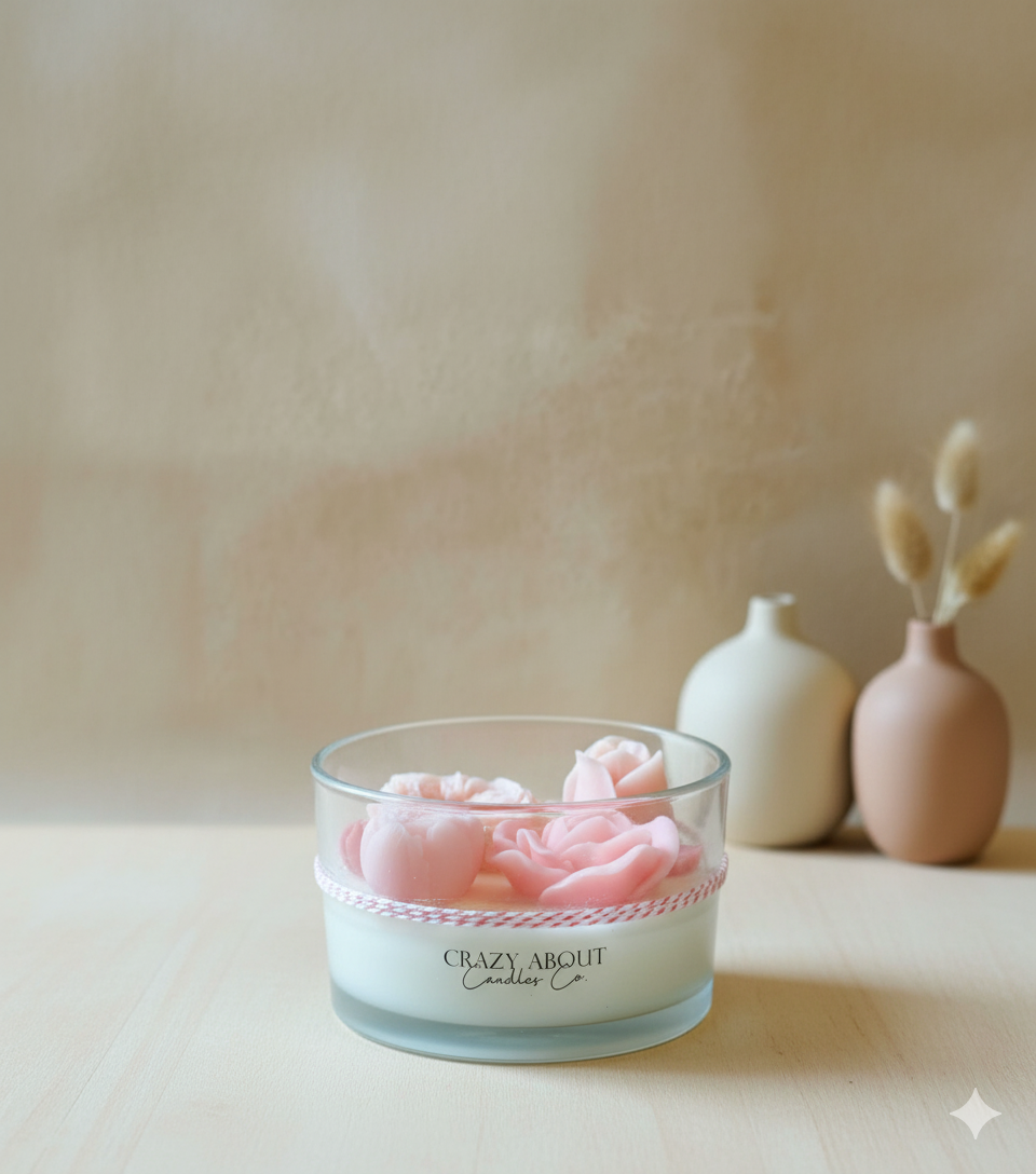 Large Rose-in-a-Jar Soy Candle – 16 oz | 60+ Hr Burn | 12 Scents