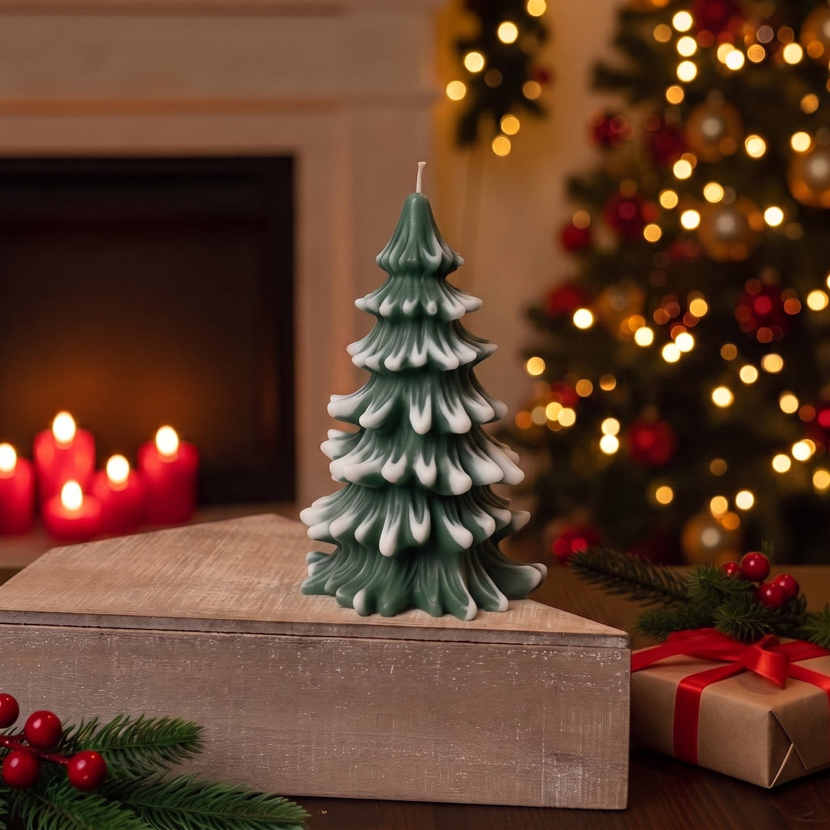 Christmas Tree Cedar Candles | Holiday Decor