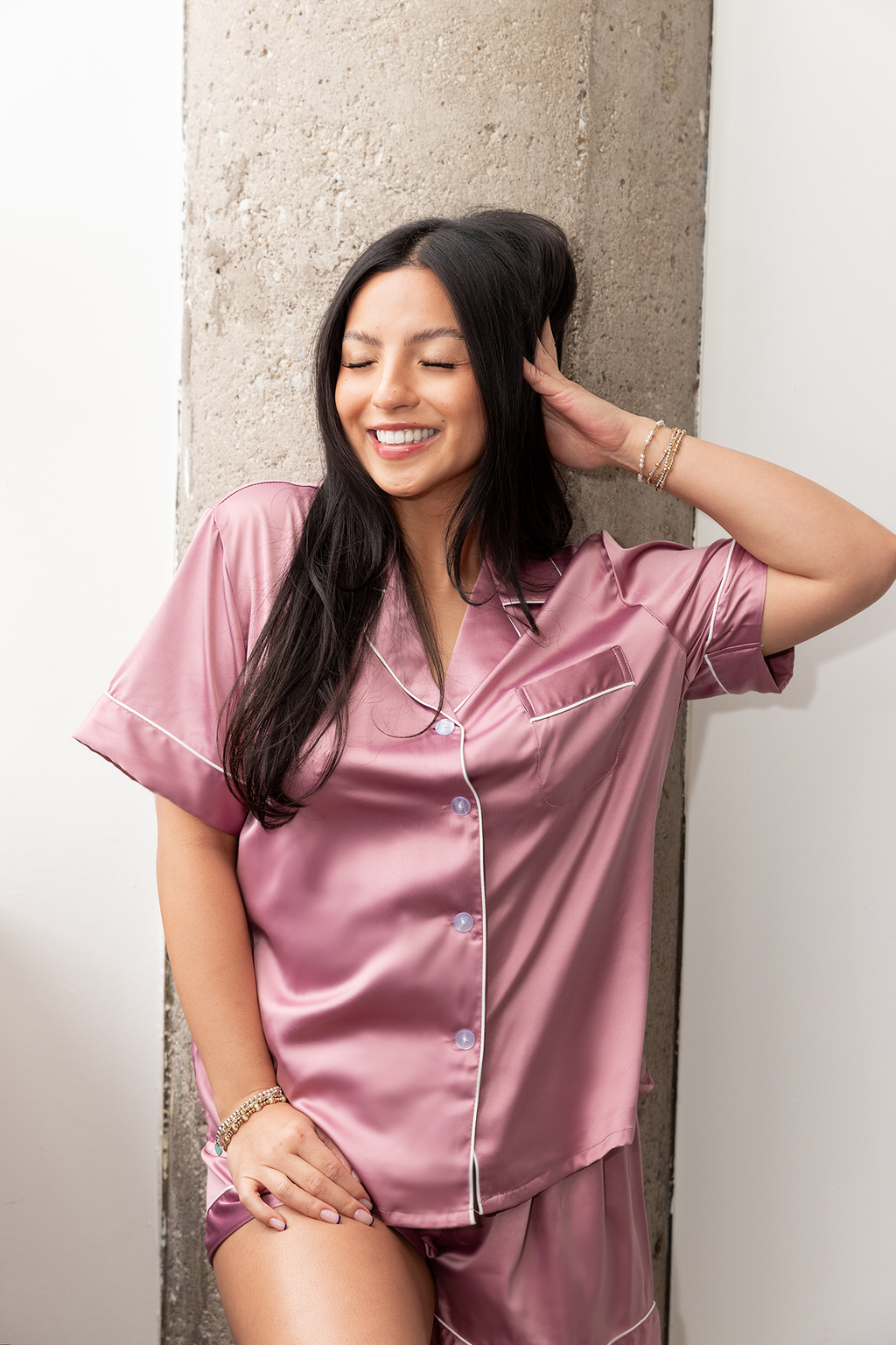 Light Purple Satin Pajamas Shorts Set