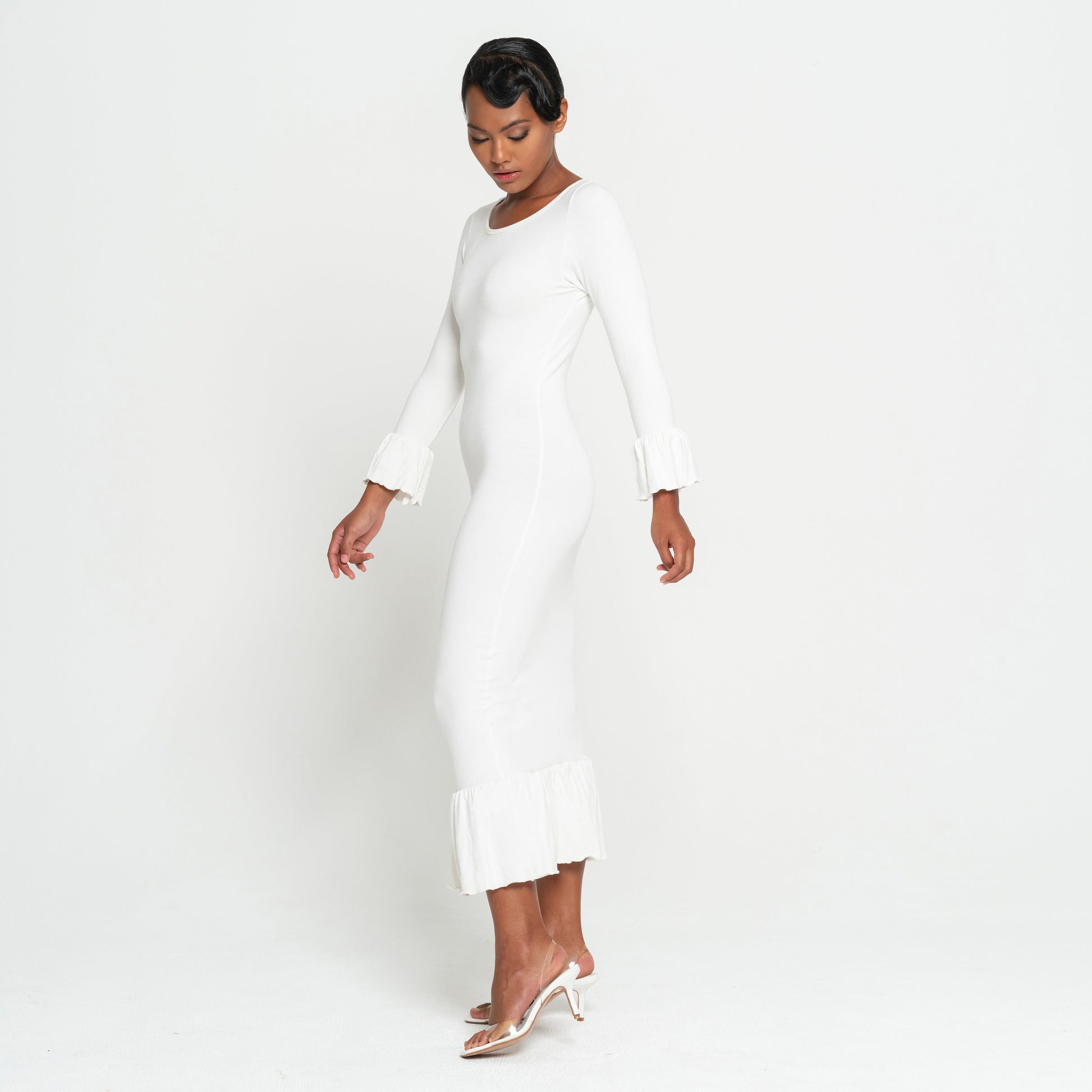 Marjorie Bambo Ruffle Winter maxi dress, Sustainable holiday gift