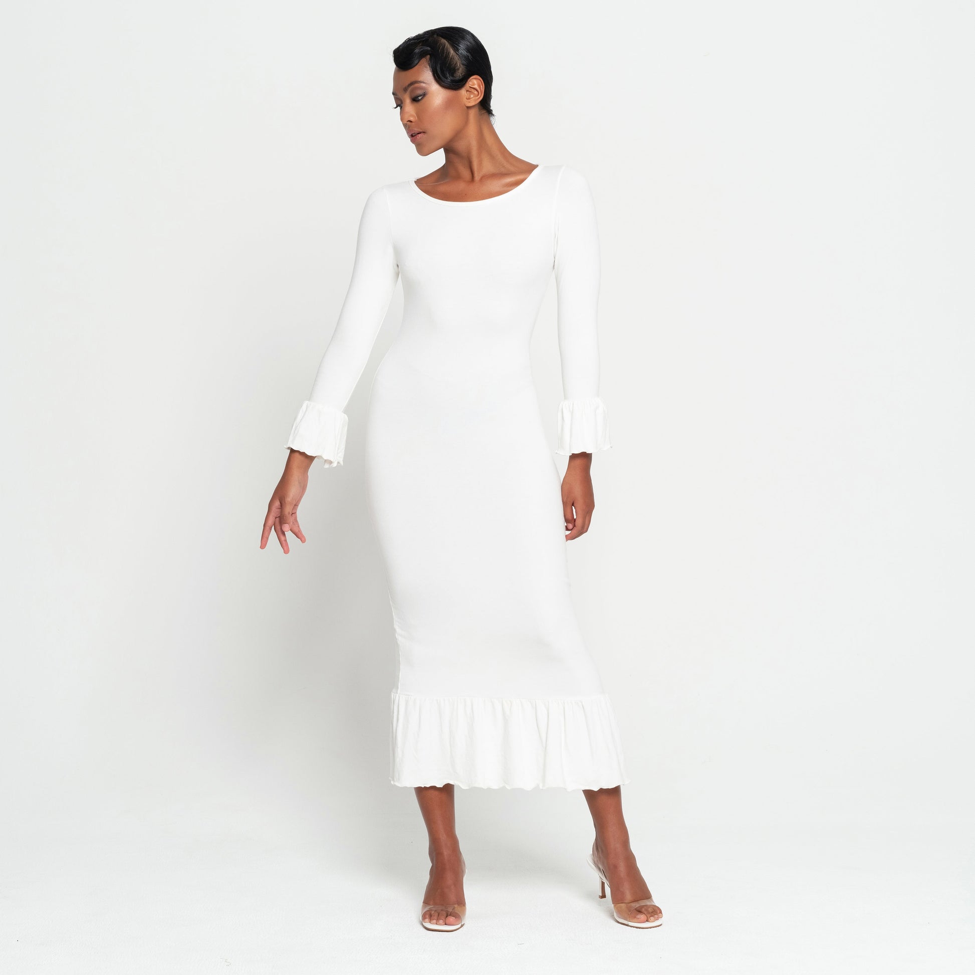 Marjorie Bambo Ruffle Winter maxi dress, Sustainable holiday gift
