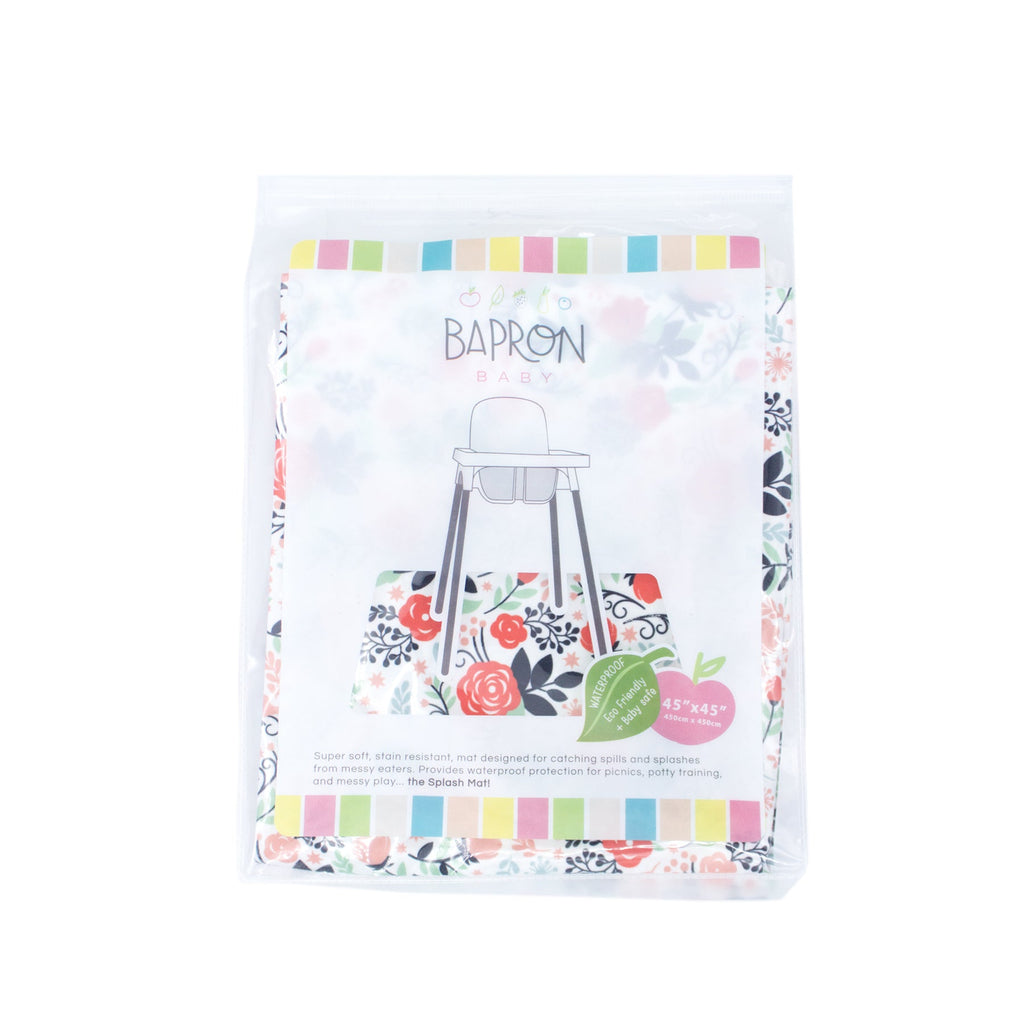 Vintage Rose Splash Mat - A Waterproof Catch-All for Highchair Spills and More! by BapronBaby