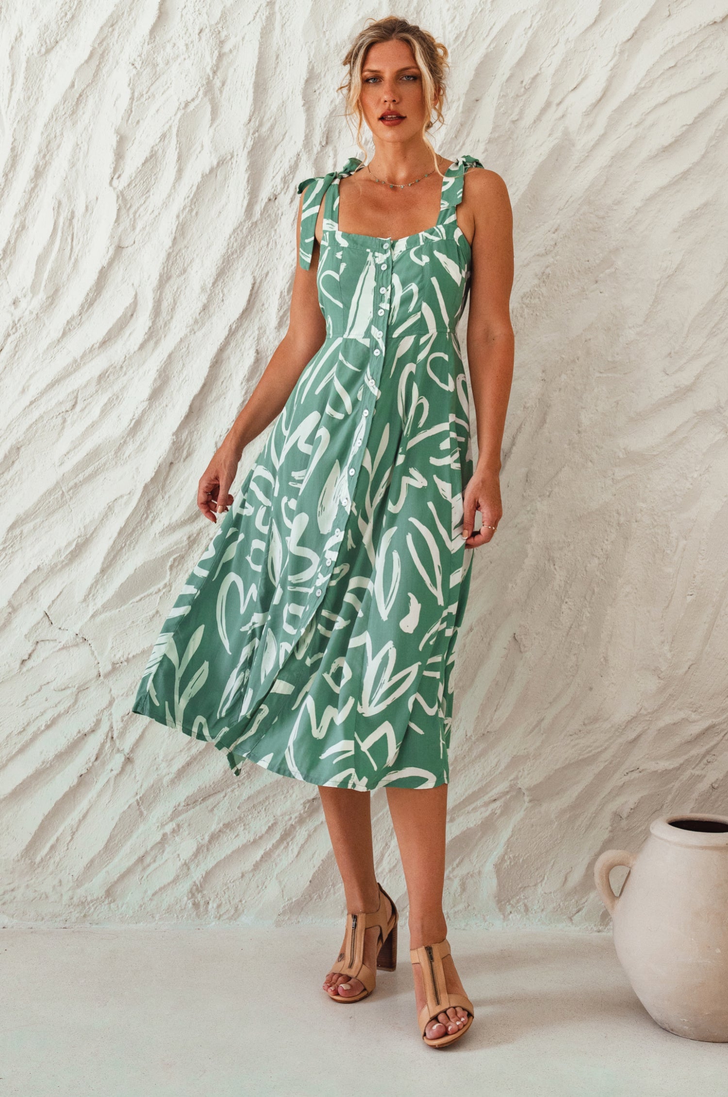 Mia Vita Button Down Dress With Ties by Bali ELF