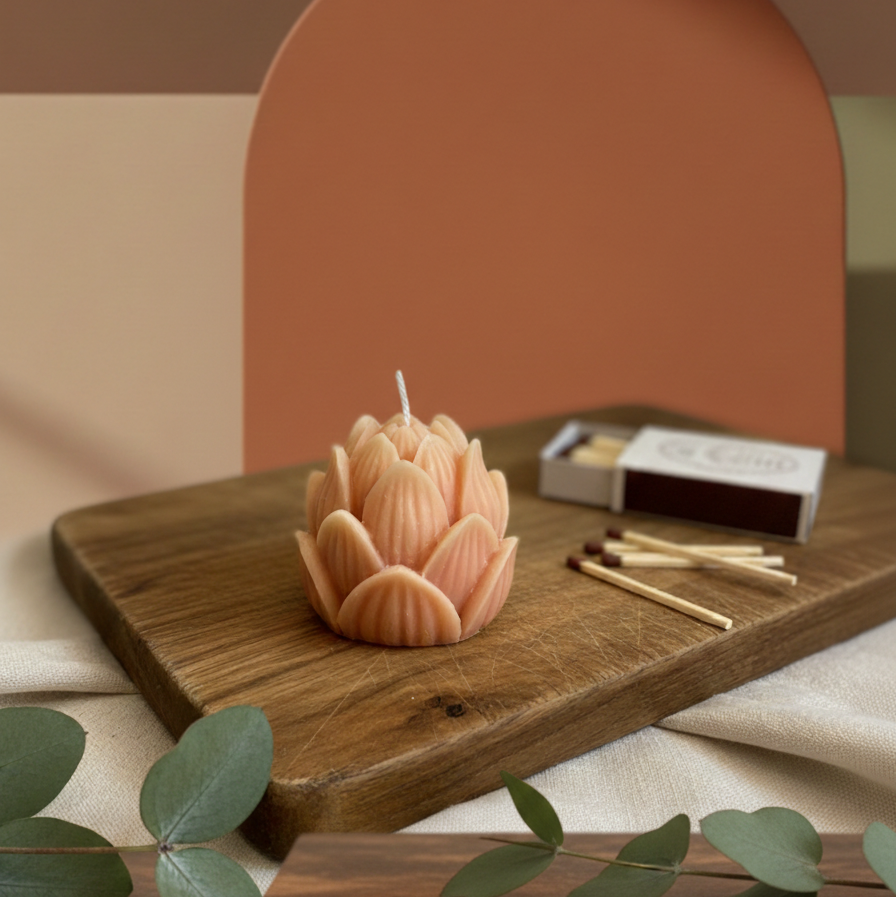 Mini Lotus Candle | Handmade Floral Candle