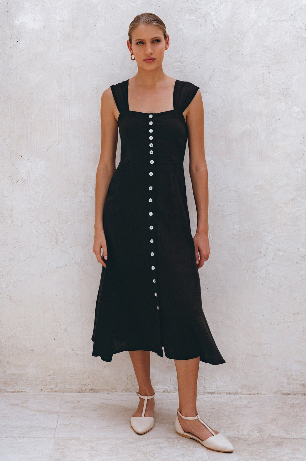 Mira Linen Midi Dress by Bali Lane