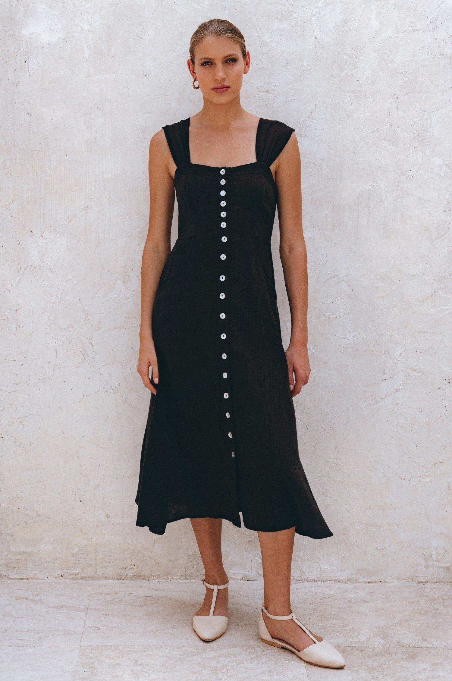 Mira Linen Midi Dress by Bali Lane