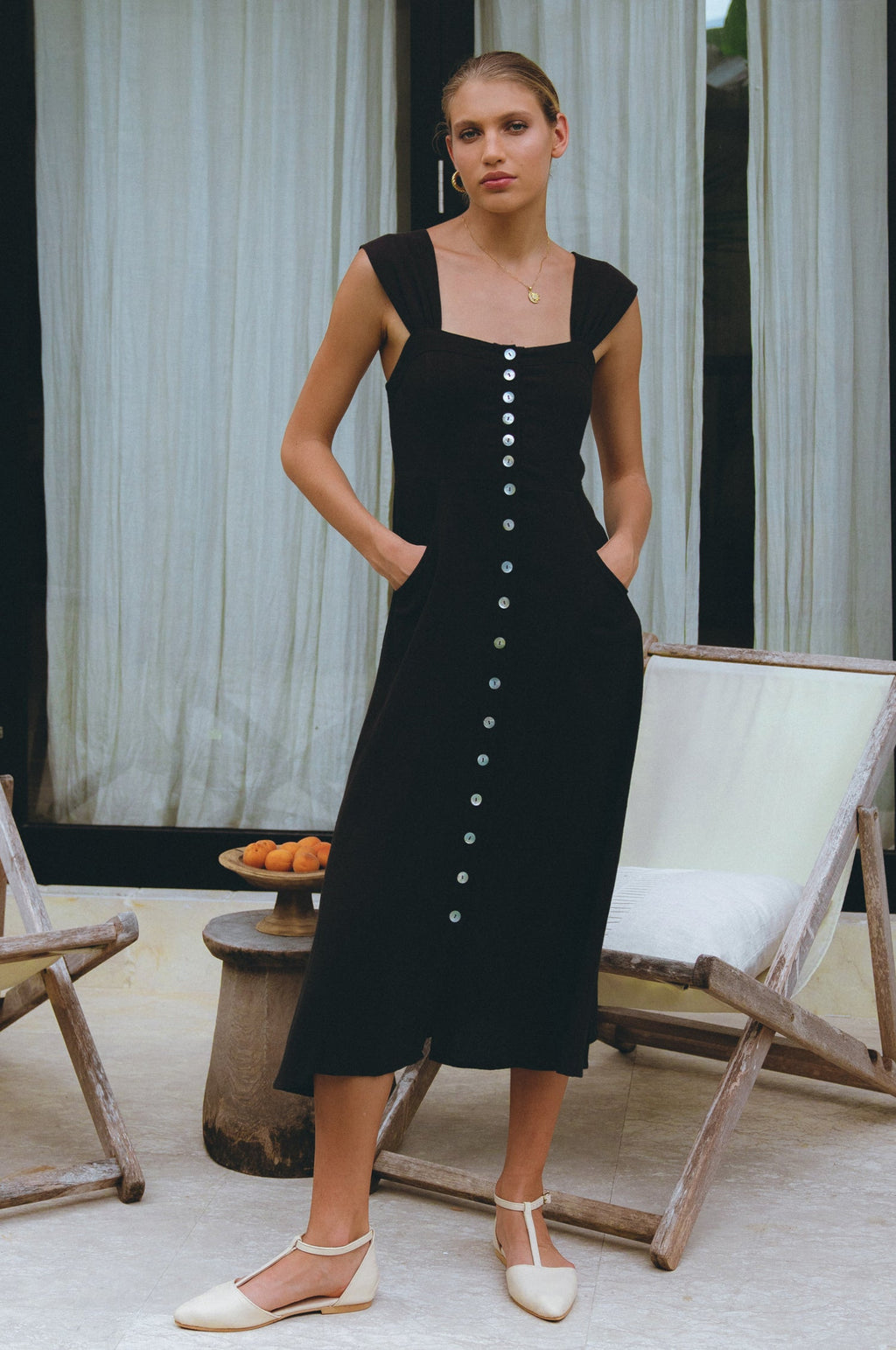 Mira Linen Midi Dress by Bali Lane
