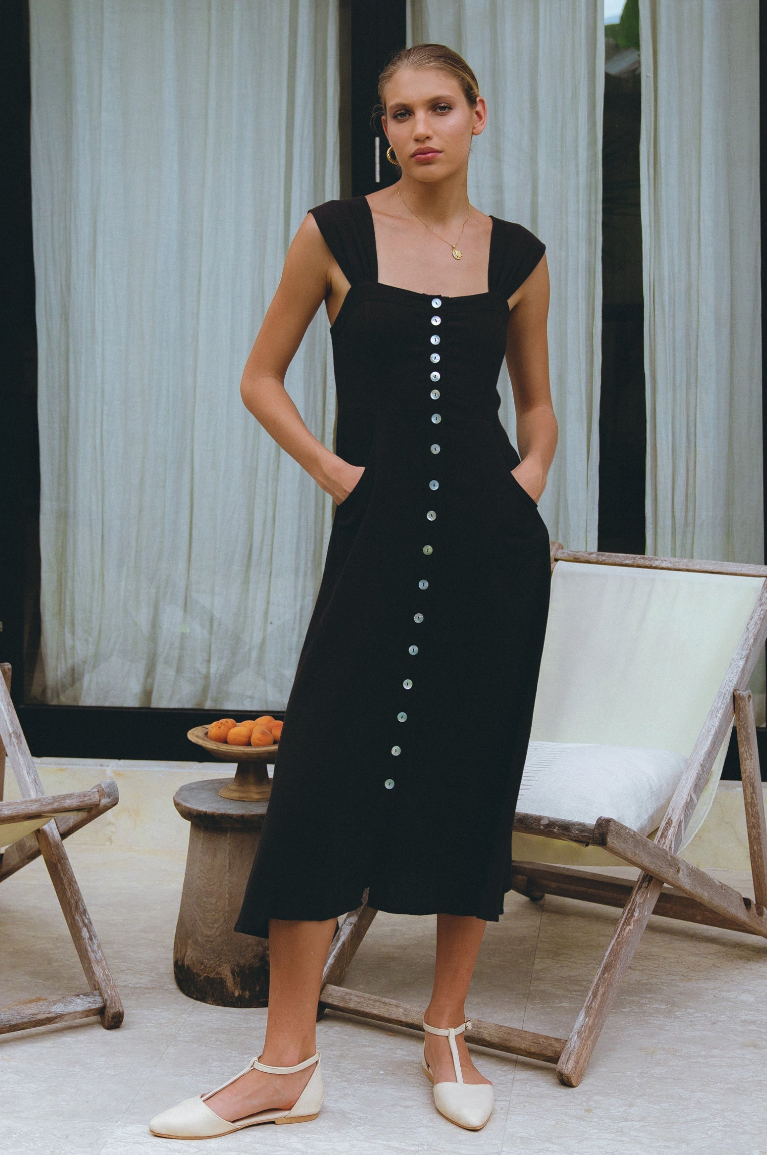 Mira Linen Midi Dress by Bali Lane