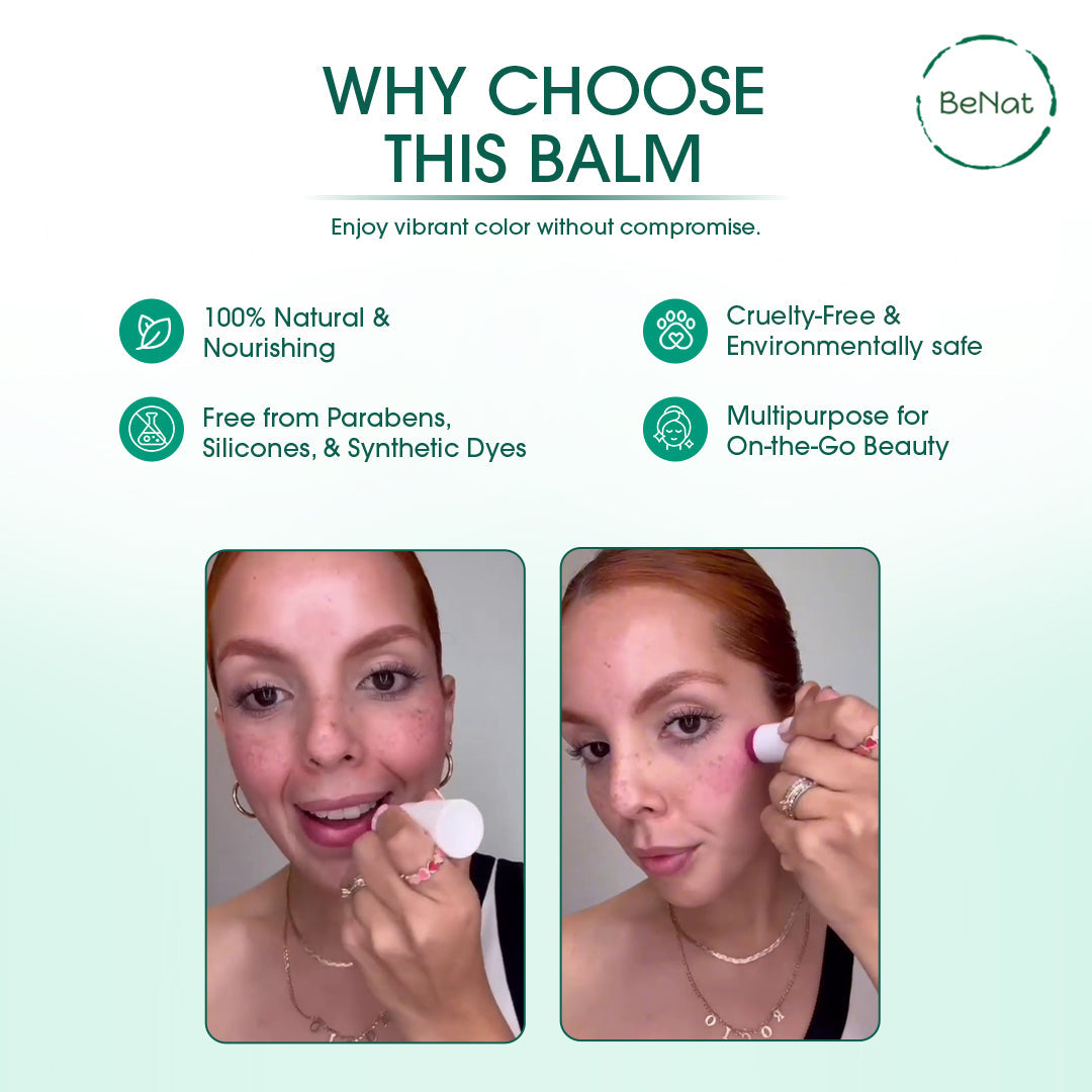 Lip & Cheek Bloom. 2 in 1 Natural Lipstick for Vibrant Color. by BeNat