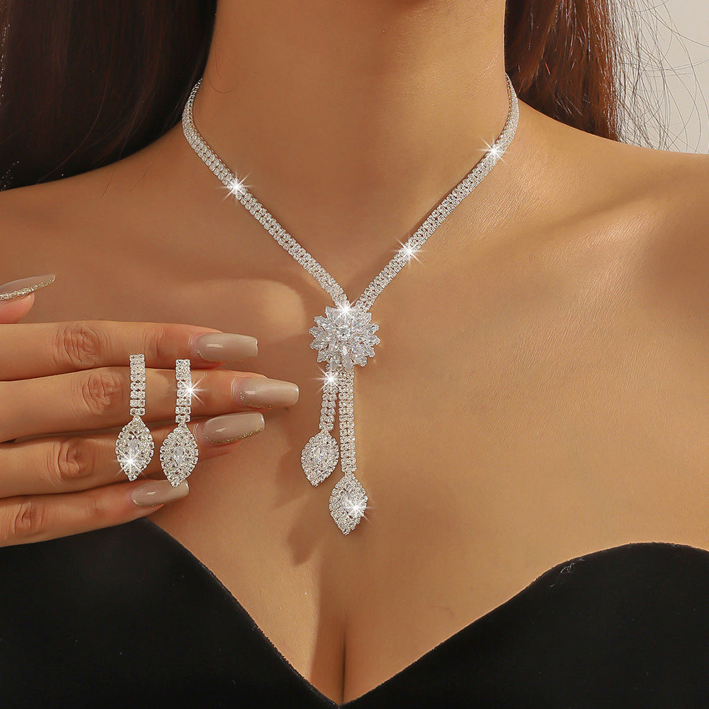 Fashion Creative Wedding Zircon Flower Bridal Jewelry Set