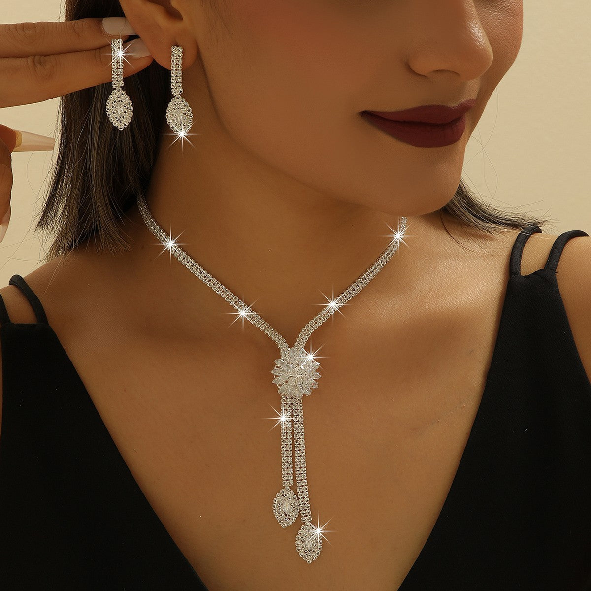 Fashion Creative Wedding Zircon Flower Bridal Jewelry Set