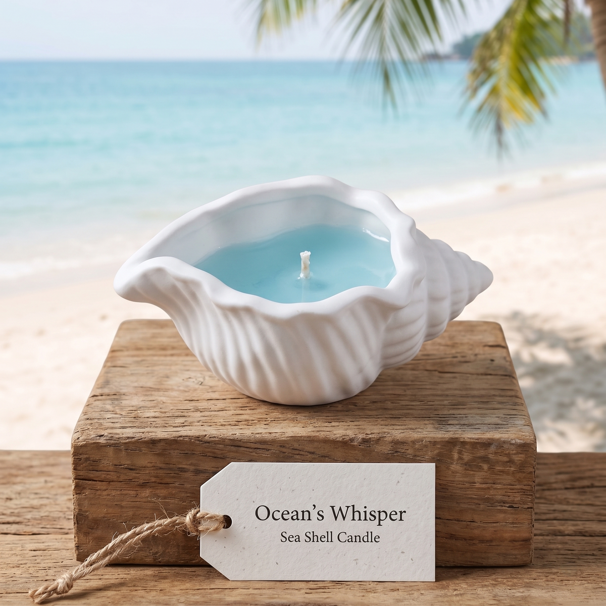 Sea Shell Candle in Jesmonite | Coastal Decor