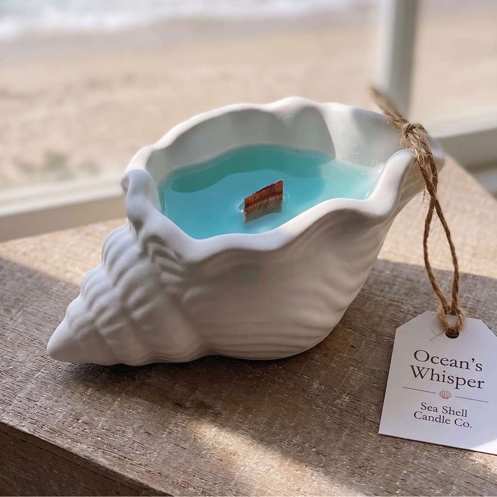 Sea Shell Candle in Jesmonite | Coastal Decor