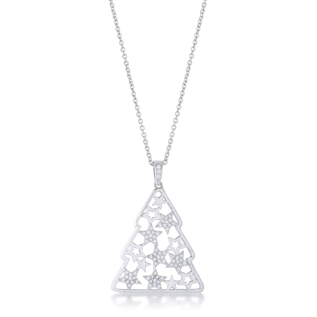 .2 ct CZ Christmas Tree With Mixed Stars Pave Holiday Pendant by Avera Fragrances